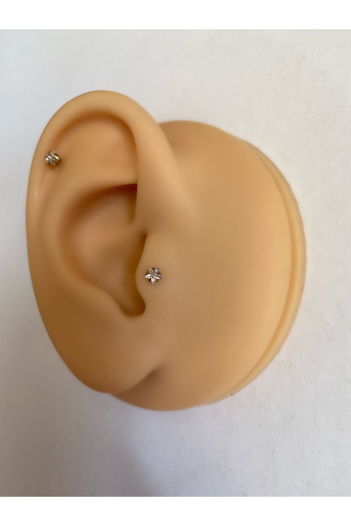 Cerrahi Çelik Gold Renk Tek Taş Yıldız Tragus Piercing