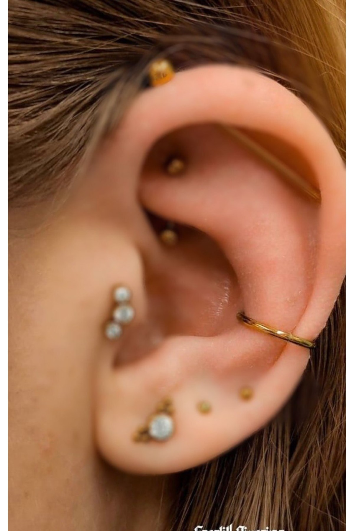 Cerrahi Çelik Gold Renk Halka Conch Piercing