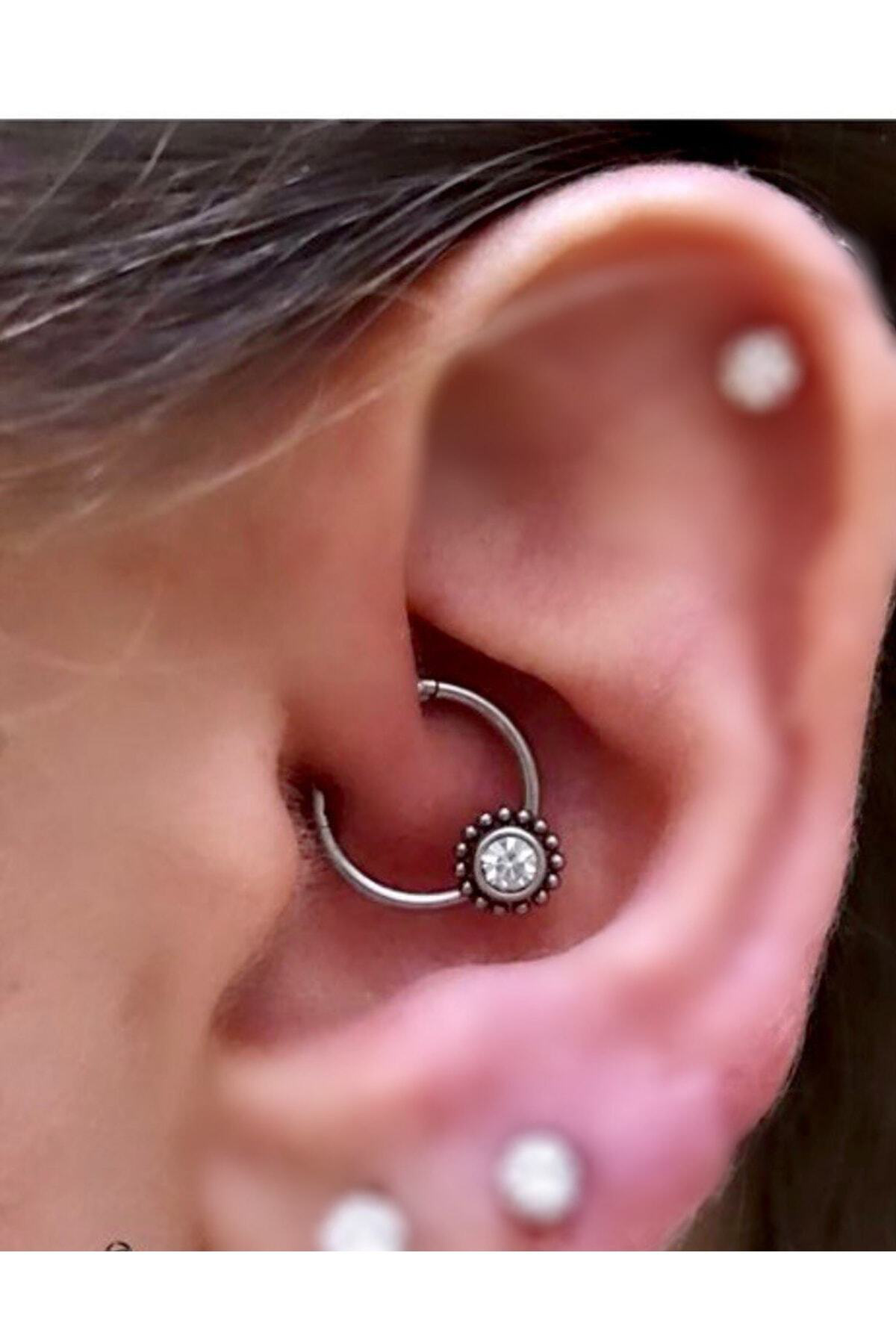 Cerrahi Çelik Gümüş Renk Daith Rook Conch Kıkırdak Piercingi