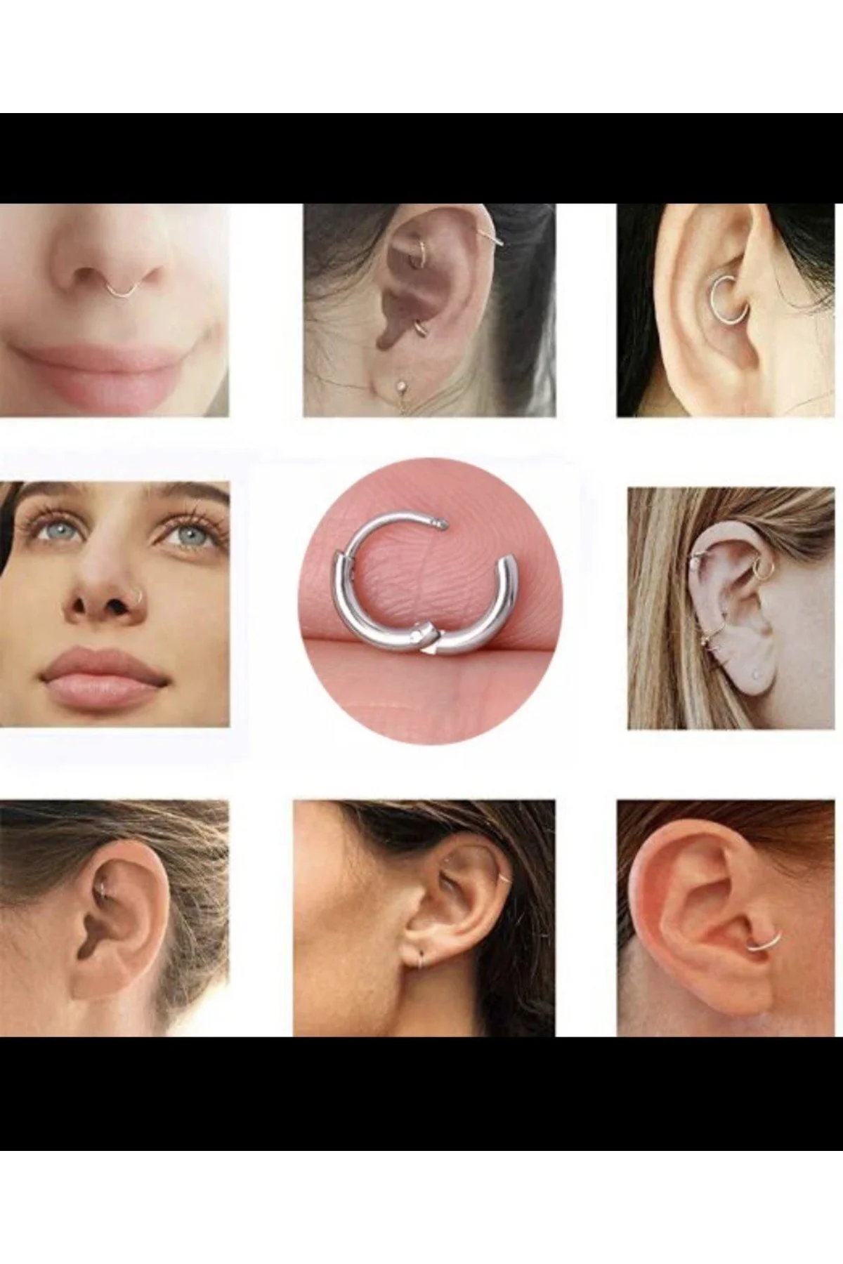 Cerrahi Çelik Gümüş Renk Tragus Helix Upper Lobe Uyumlu Piercing 