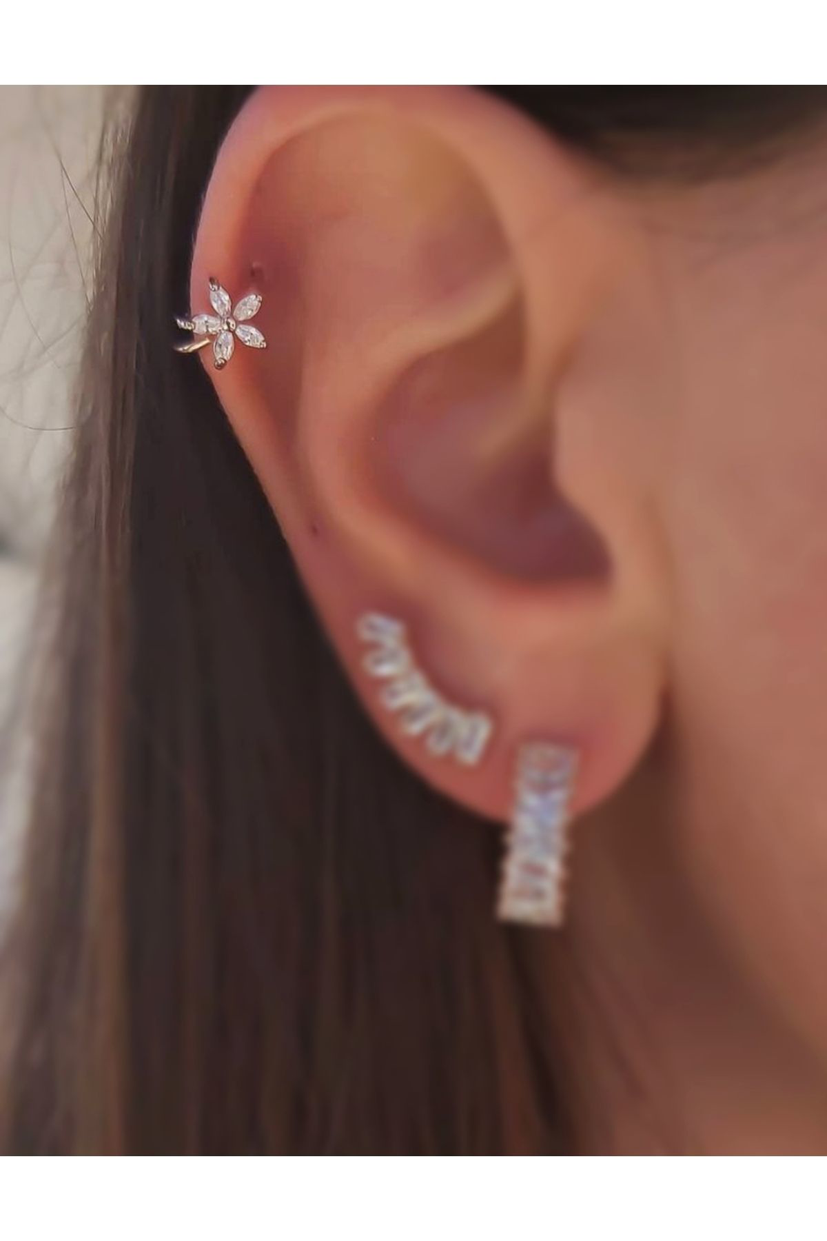 Cerrahi Çelik Gümüş Renk Tragus Helix Rook Piercing