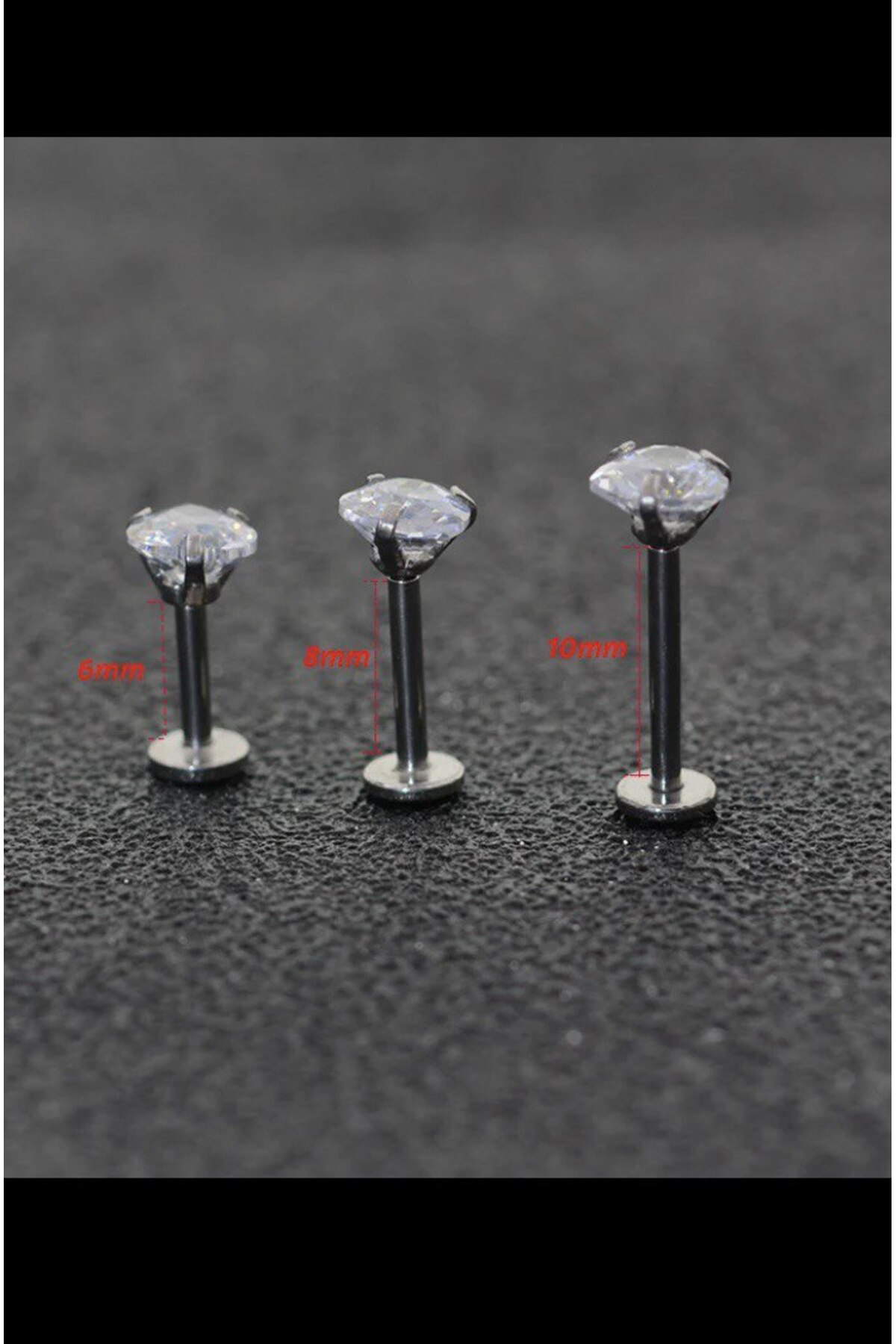 Arescollection Cerrahi Çelik Gümüş Renk Tek Taş Kalp Tragus Helix Conch Lobe Pie