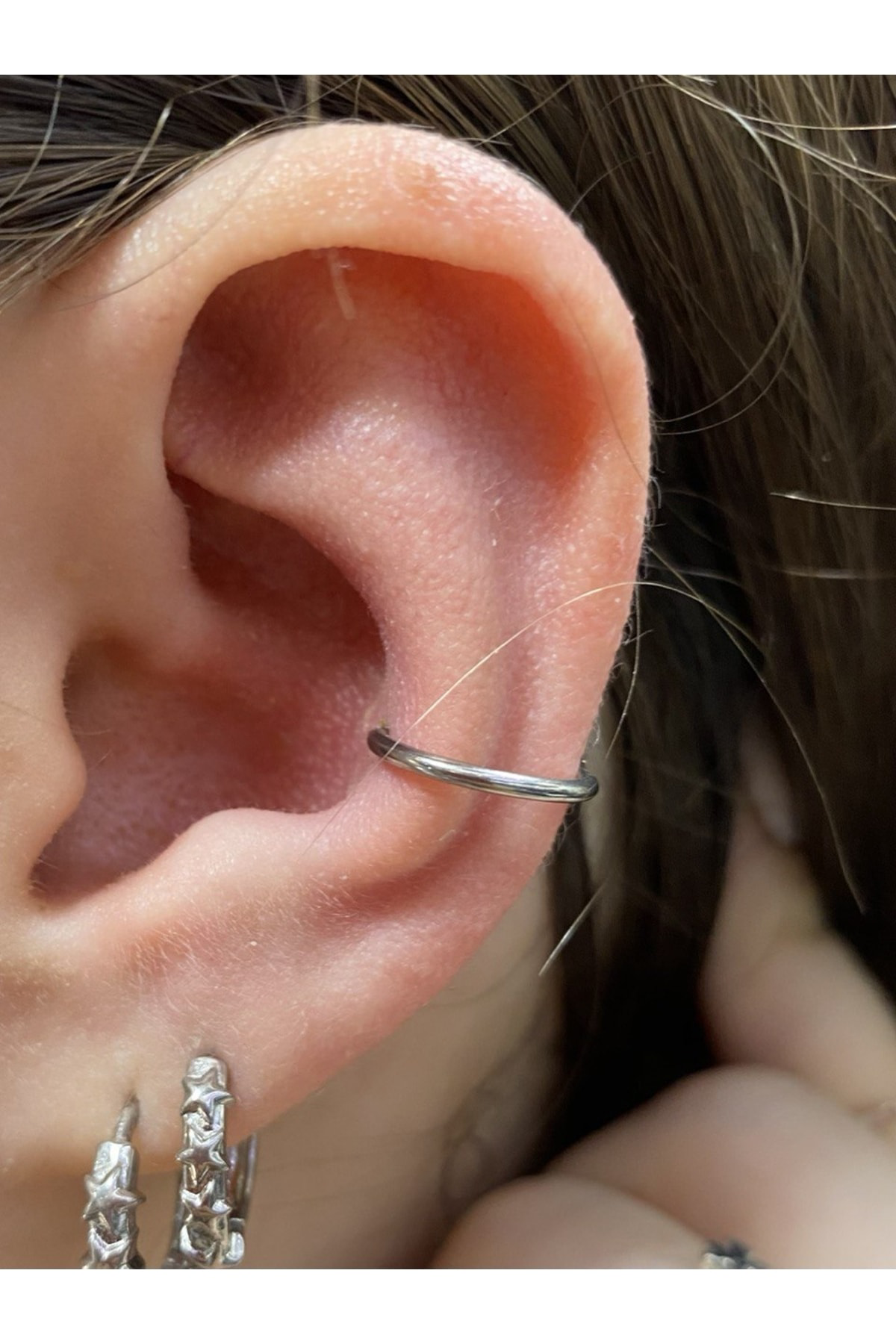 Cerrahi Çelik Gümüş Renk Halka Conch Piercing