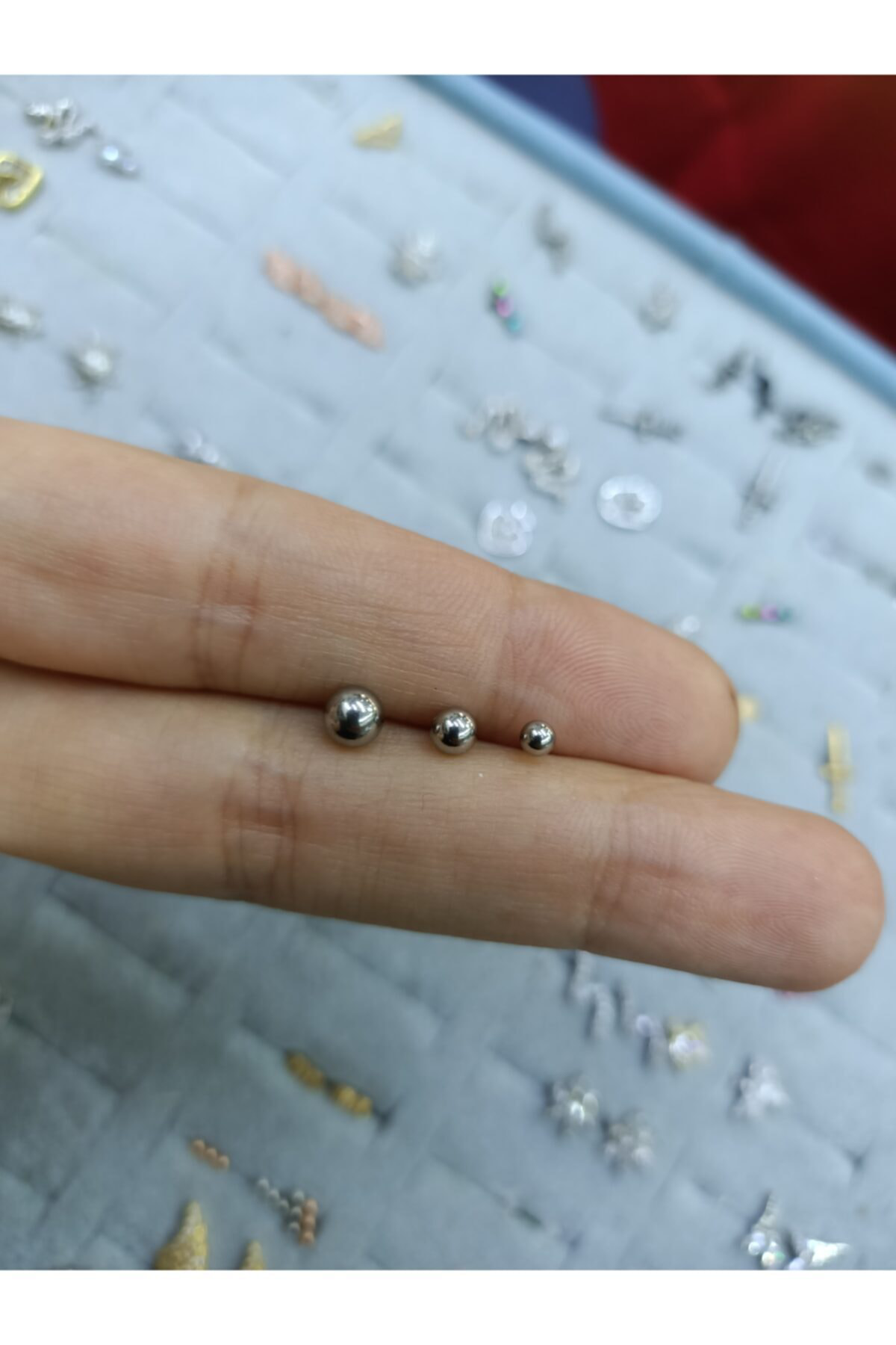 Cerrahi Çelik Gümüş Renk 3 Boy Top Küpe