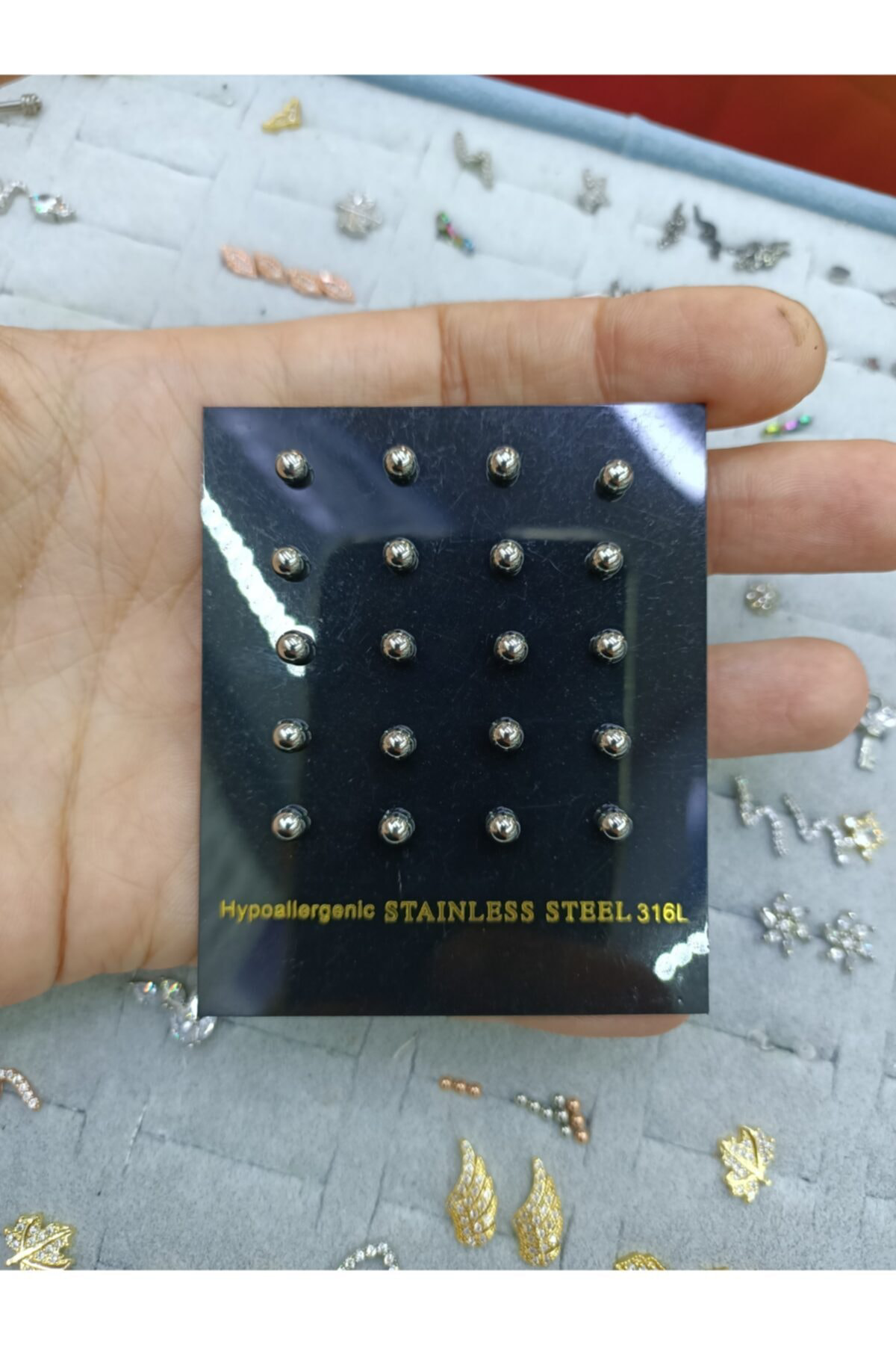 Arescollection Cerrahi Çelik Gümüş Renk 3 Boy Top Küpe