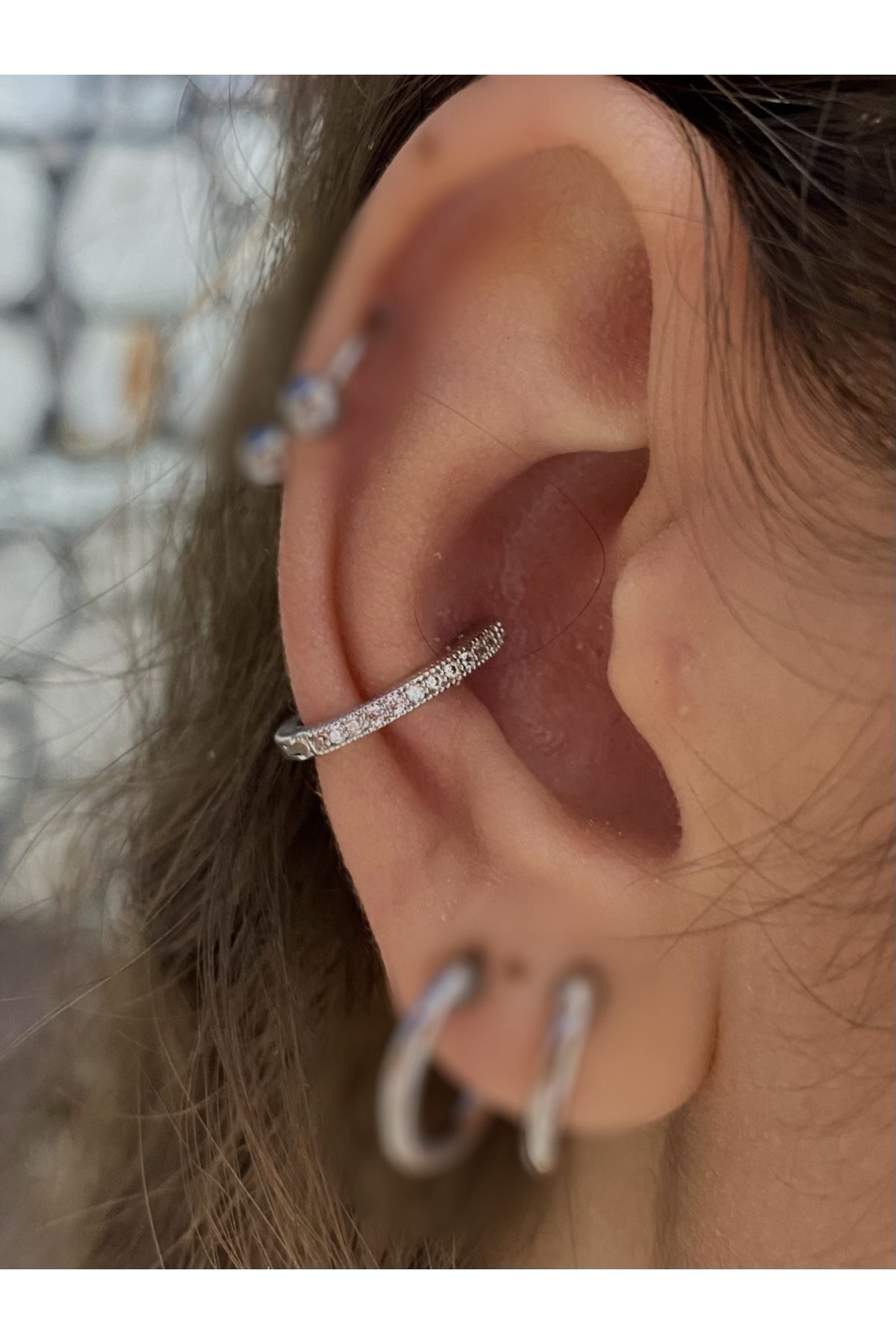 Cerrahi Çelik Gümüş Renk Conch Piercingi