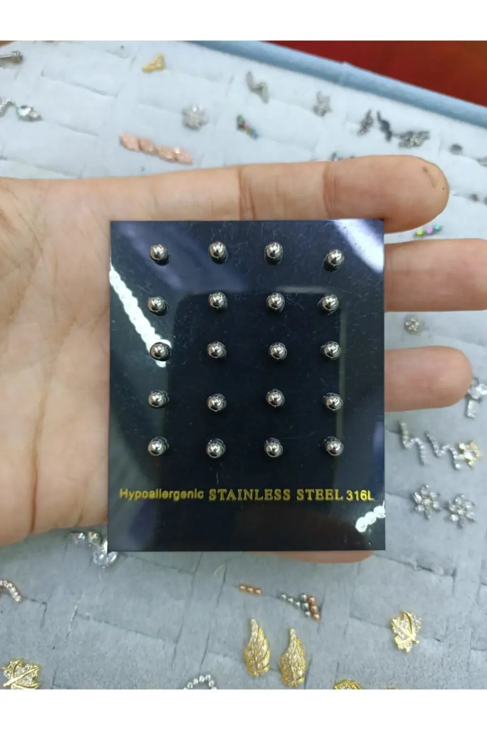 Arescollection Cerrahi Çelik Gümüş Renk 3 Boy Top Küpe