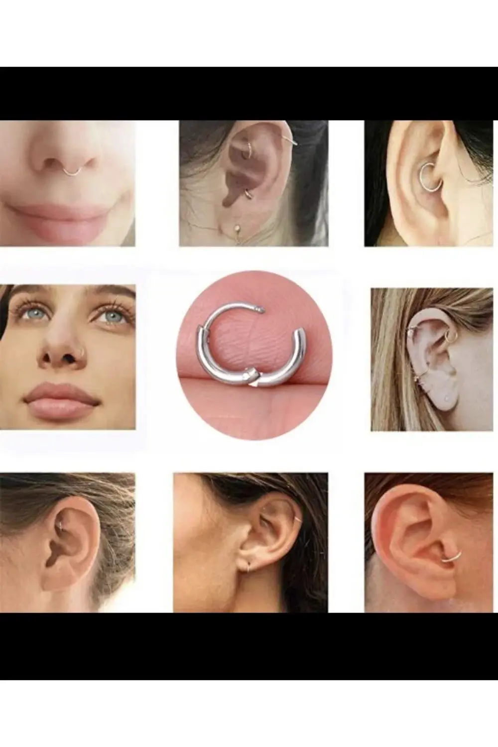 Cerrahi Çelik Gümüş Renk Tragus Helix Upper Lobe Uyumlu Piercing