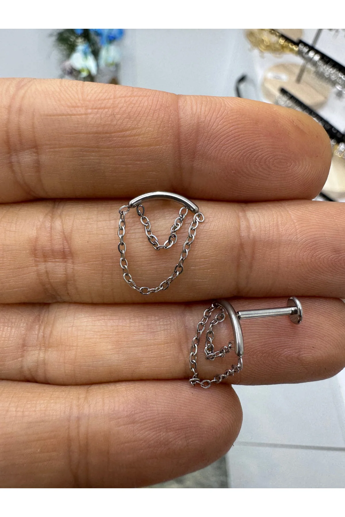 Cerrahi Çelik Hidden helix lobe helix flat uyumlu 1 adet piercing
