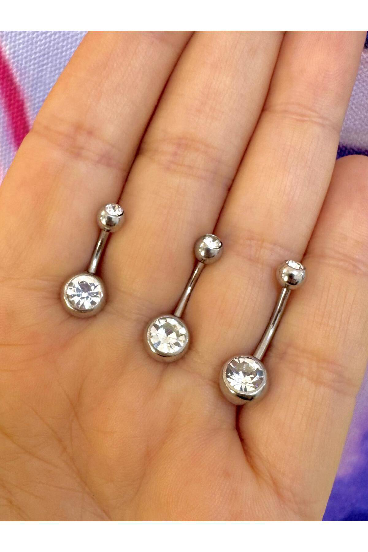 Arescollection Cerrahi Çelik İki Tarafi Taşli Klasik Göbek Piercingi Seçilen Bar