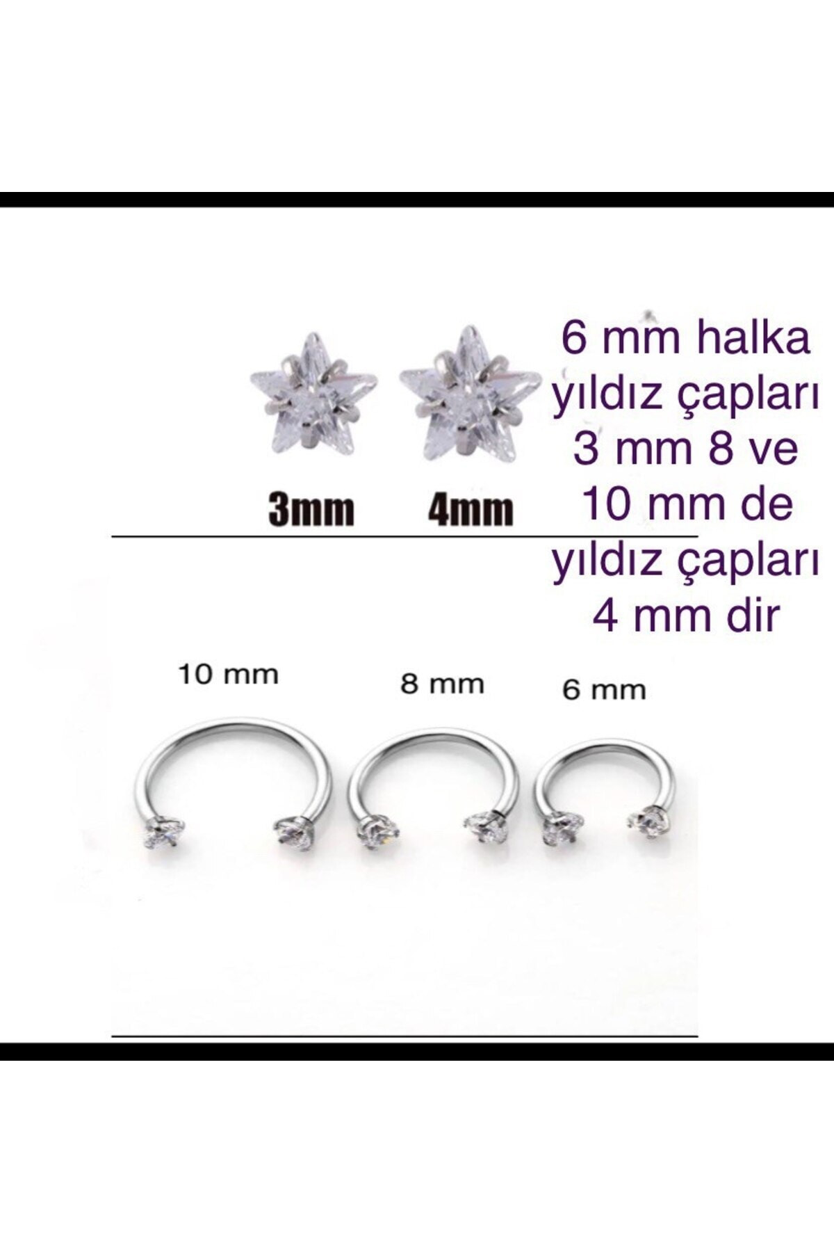 cerrahi çelik iki ucu taşlı helix kıkırdak tragus rook lobe uyumlu yarım halka piercing