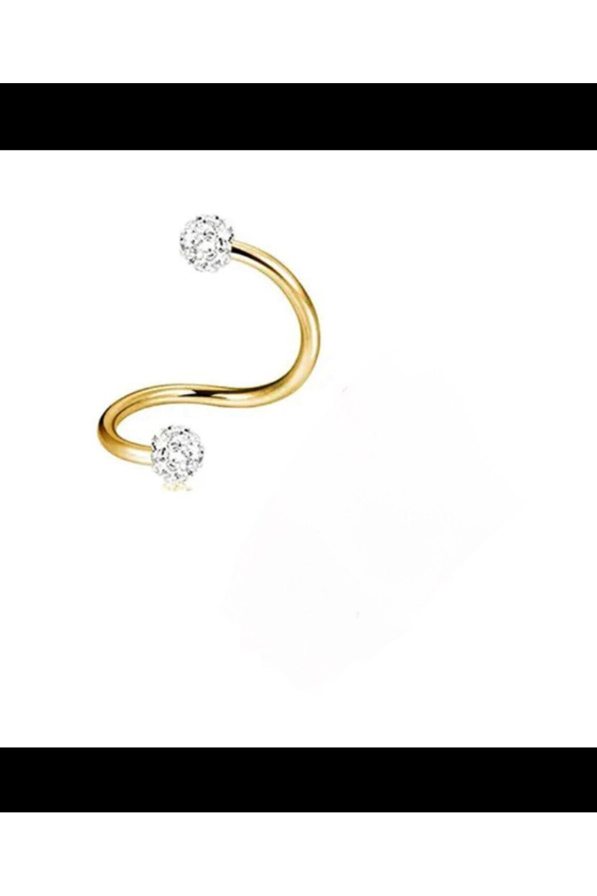 cerrahi çelik iki ucu zirkon taşlı kıvrımlı spiral piercing