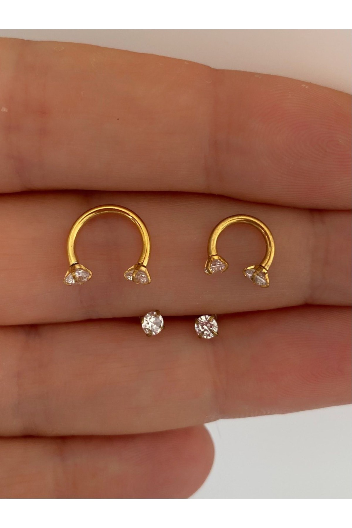 Cerrahi Çelik Iki Ucu Taşlı Yarım Halka 2 Li Piercing Küpe Set Fiyatı, Yorumları ve Özellikleri