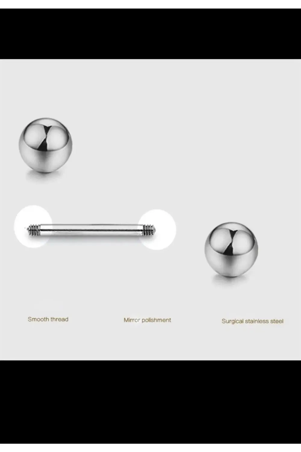 Cerrahi Çelik Iki Ucu Toplu Kulak Piercingi