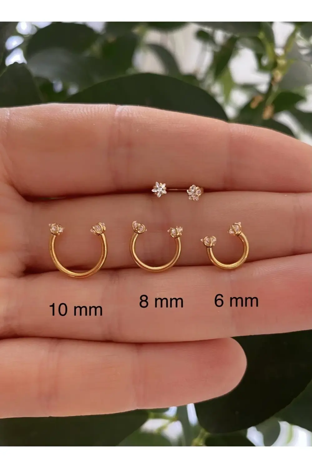 Arescollection Cerrahi Çelik İki Ucu Zirkon Yıldız Taşlı Helix Kıkırdak Tragus R