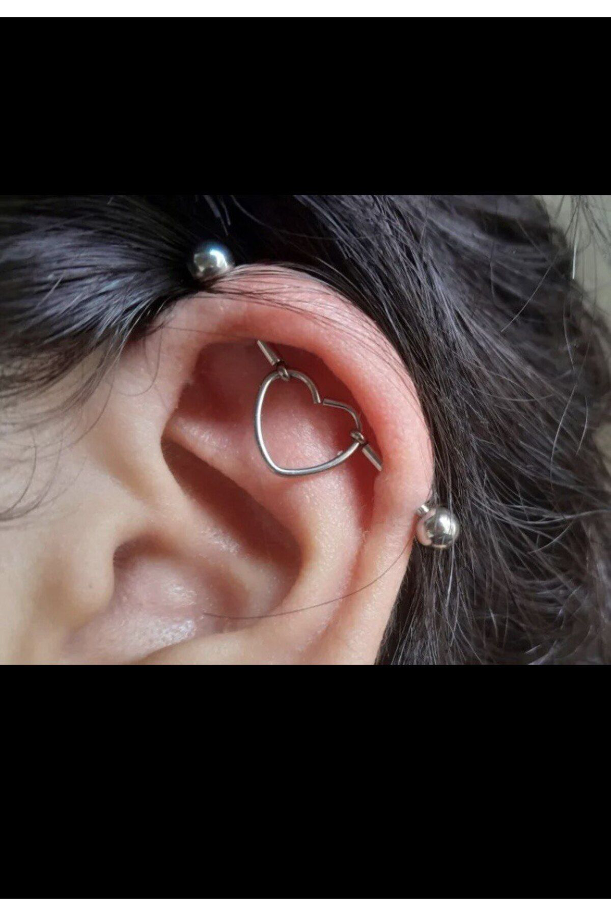 Arescollection Cerrahi Çelik İkili Ortasi Kalpli İndustrial,Lobe,Kikirdak Conch