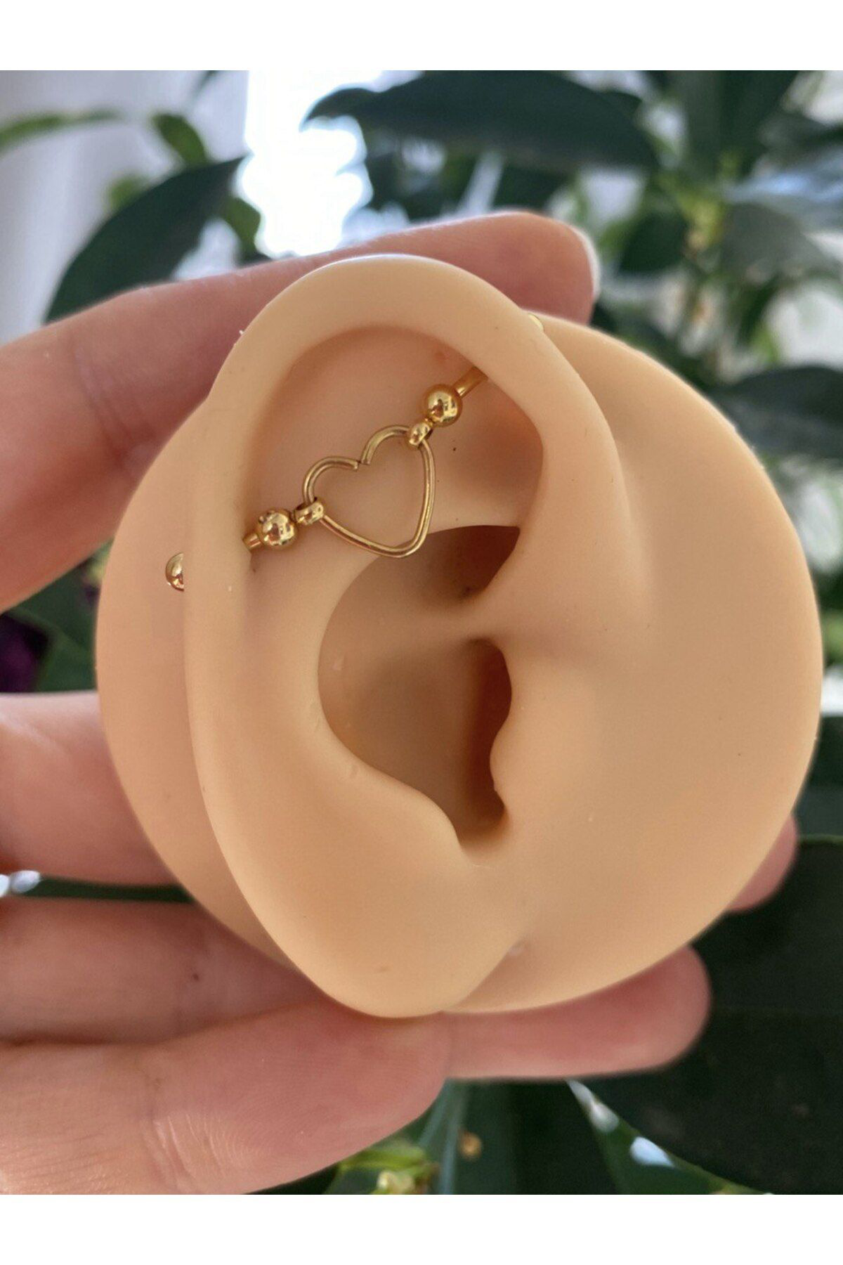 Arescollection Cerrahi Çelik İkili Ortasi Kalpli İndustrial,Lobe,Kikirdak Conch