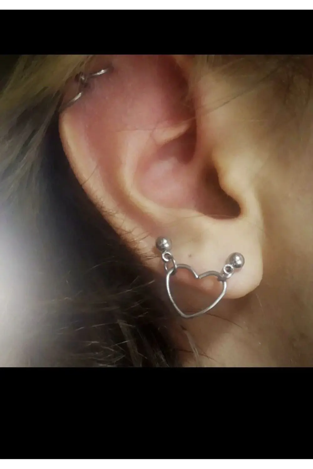 Arescollection Cerrahi Çelik İkili Ortasi Kalpli İndustrial,Lobe,Kikirdak Conch