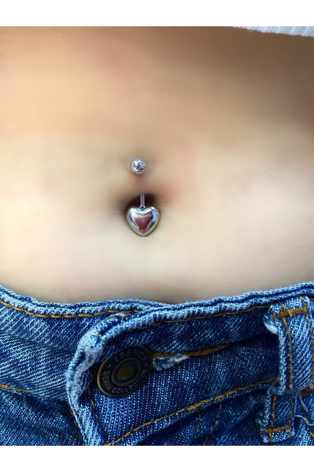 Arescollection Cerrahi Çelik Kalp Göbek Piercingi