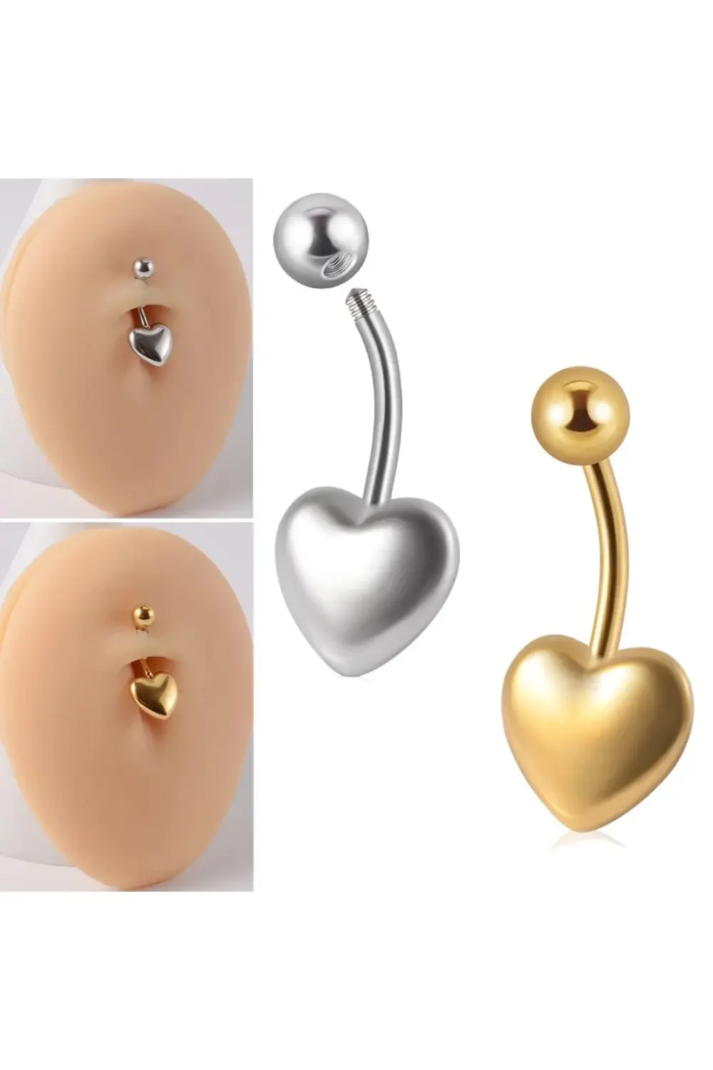 Arescollection Cerrahi Çelik Kalp Göbek Piercingi