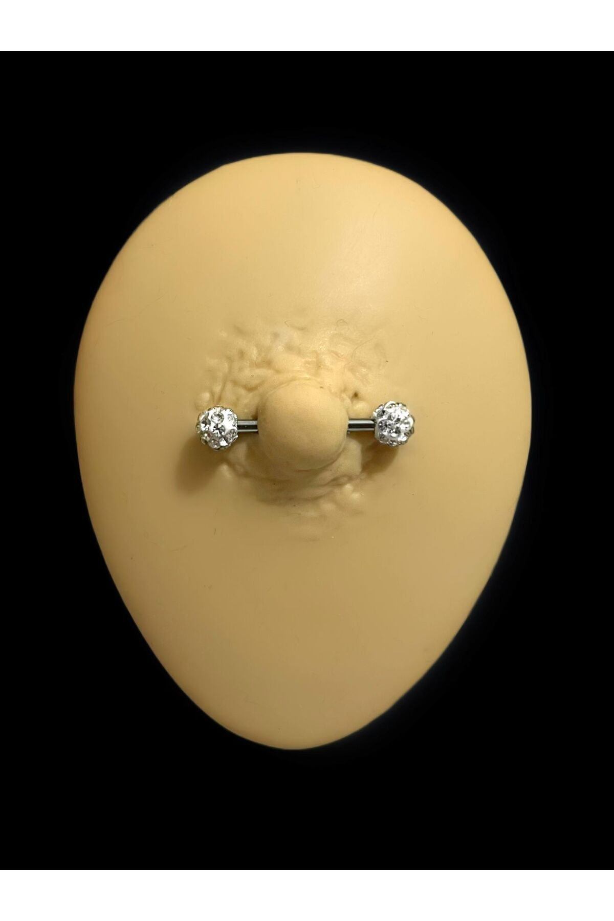 cerrahi çelik kristal taşlı nipple meme ucu piercingi