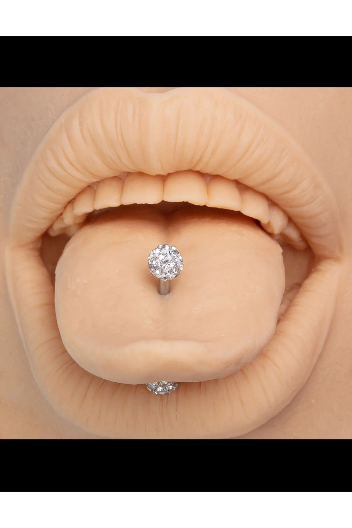 Cerrahi Çelik Kristal Taşlı Dil Piercingi