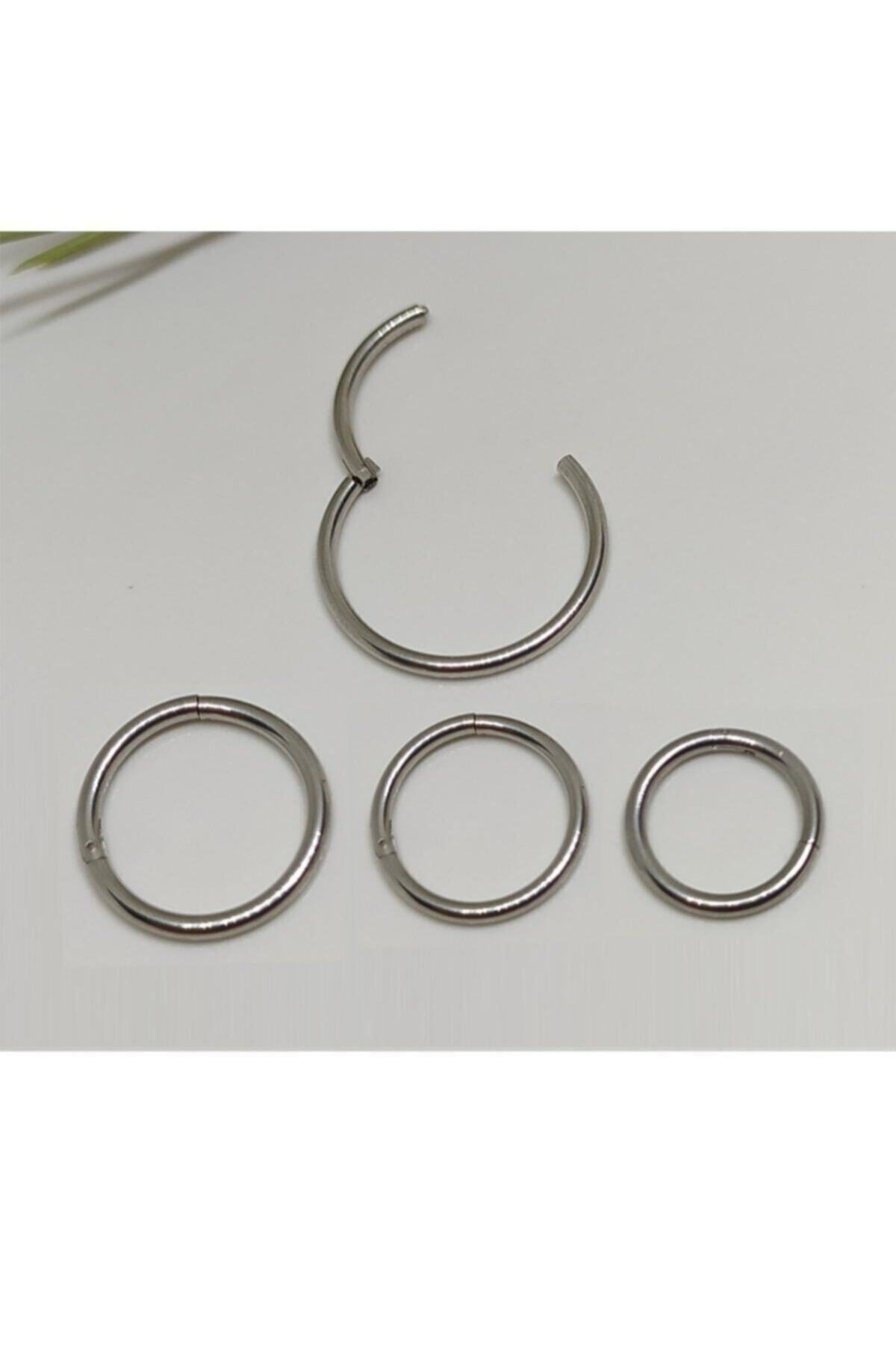 Cerrahi Çelik Menteşeli Gümüş Renk 3 Boy Tam Halka Piercing