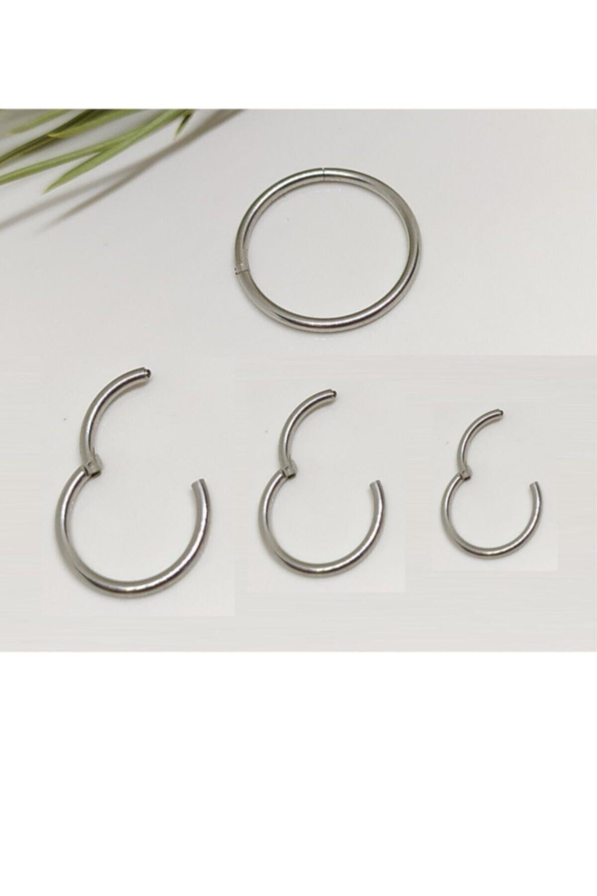 Cerrahi Çelik Menteşeli Gümüş Renk 3 Boy Tam Halka Piercing