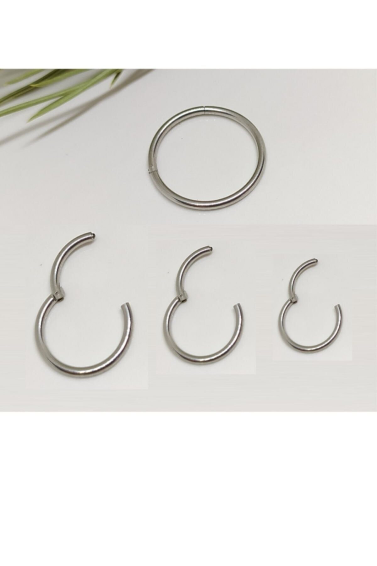 Cerrahi Çelik Menteşeli Gümüş Renk 3 Boy Tam Halka Piercing