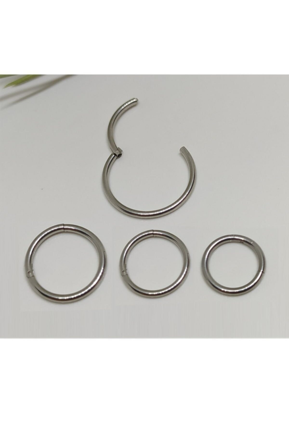 Cerrahi Çelik Menteşeli Gümüş Renk 3 Boy Tam Halka Piercing