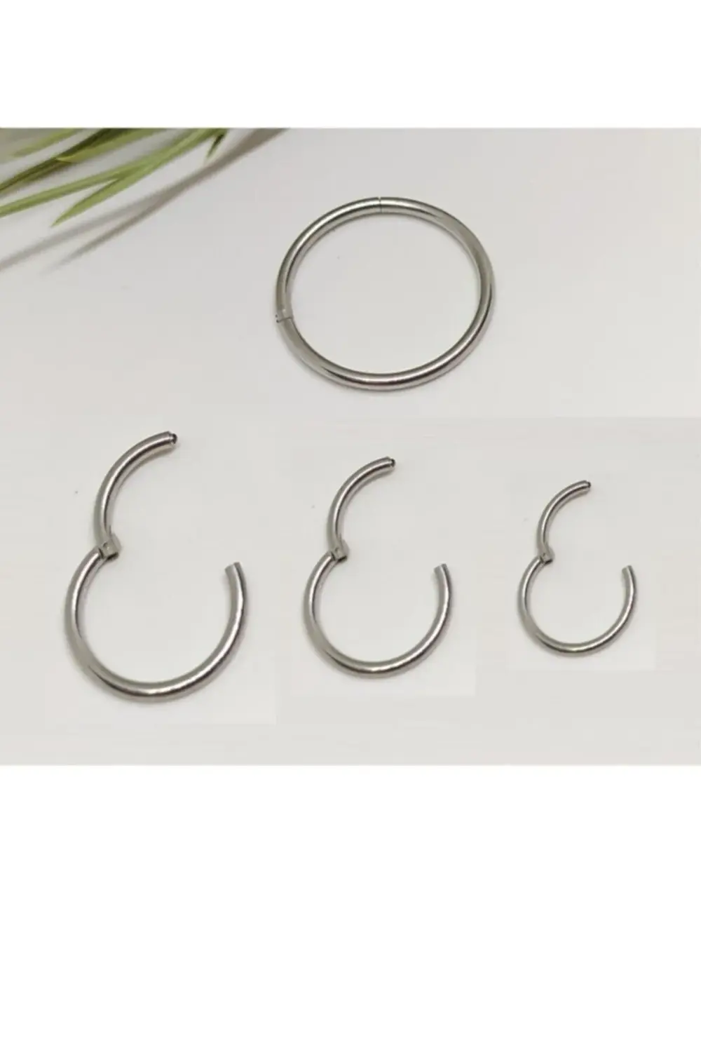 Cerrahi Çelik Menteşeli Gümüş Renk 3 Boy Tam Halka Piercing