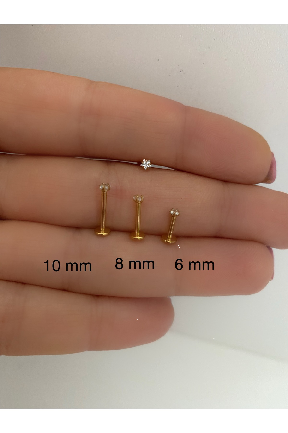 Arescollection Cerrahi Çelik Minimal Zirkon Taşlı Yıldız Labret Piercing( Medusa