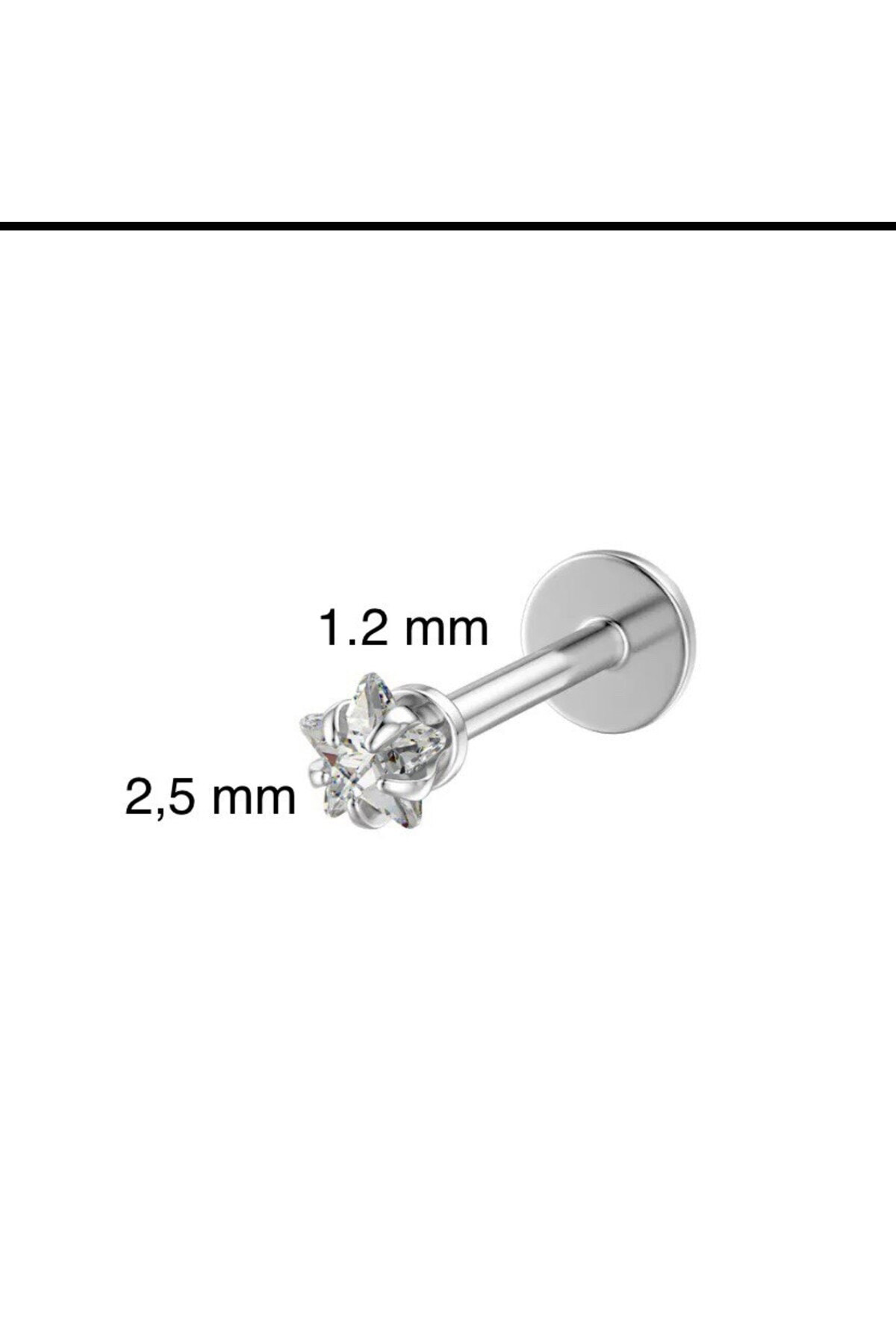 cerrahi çelik minimal zirkon taşlı yıldız labret piercing( medusa