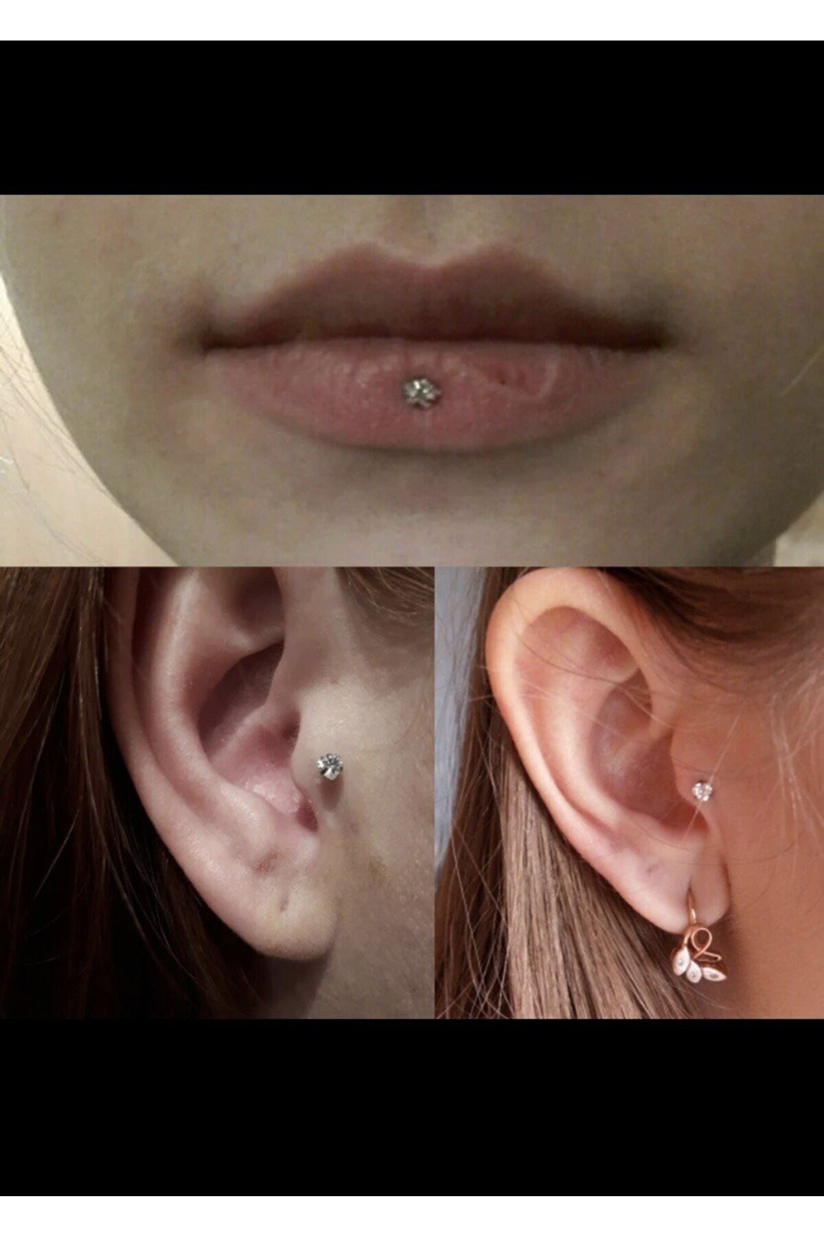 cerrahi çelik minimal zirkon taşlı yıldız labret piercing( medusa