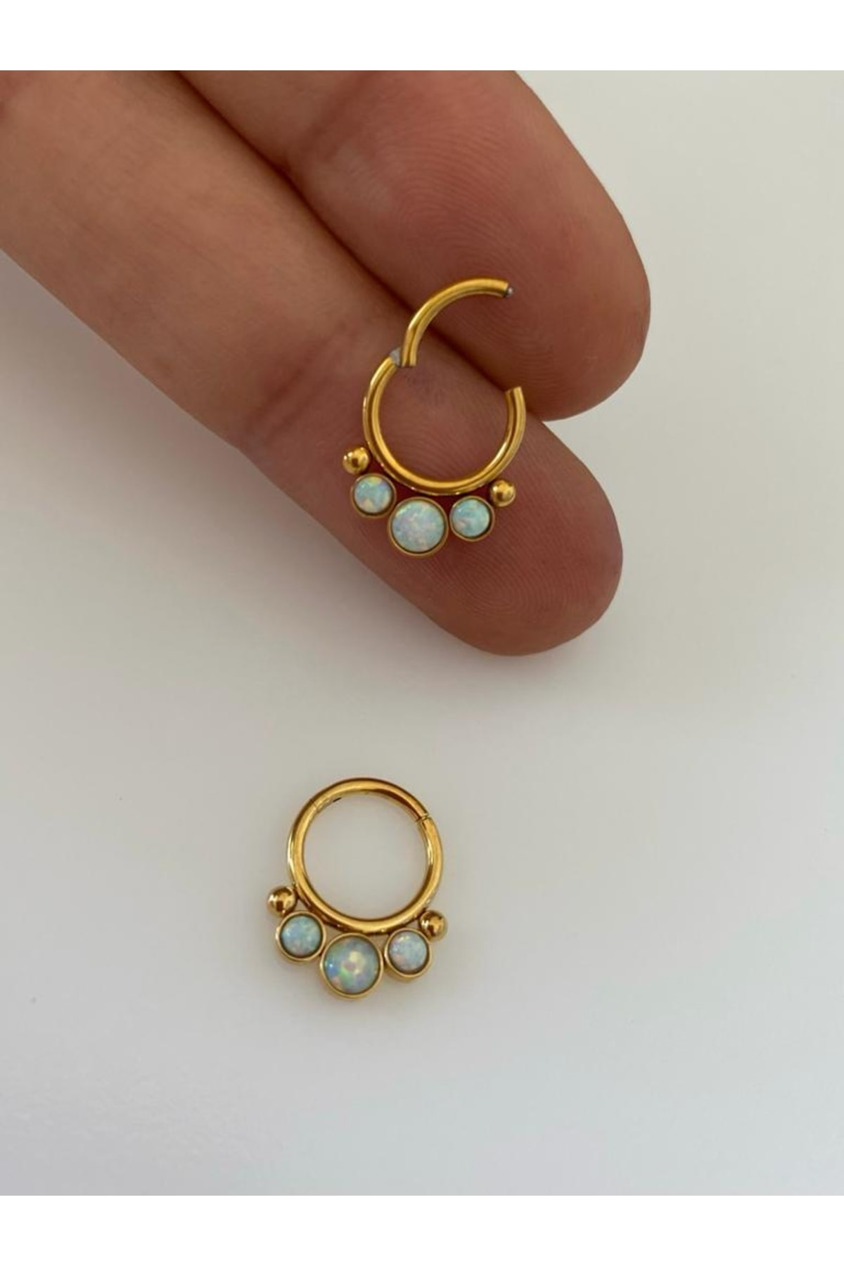 Cerrahi Çelik Opal Taşlı Septum Daith Kıkırdak Piercing