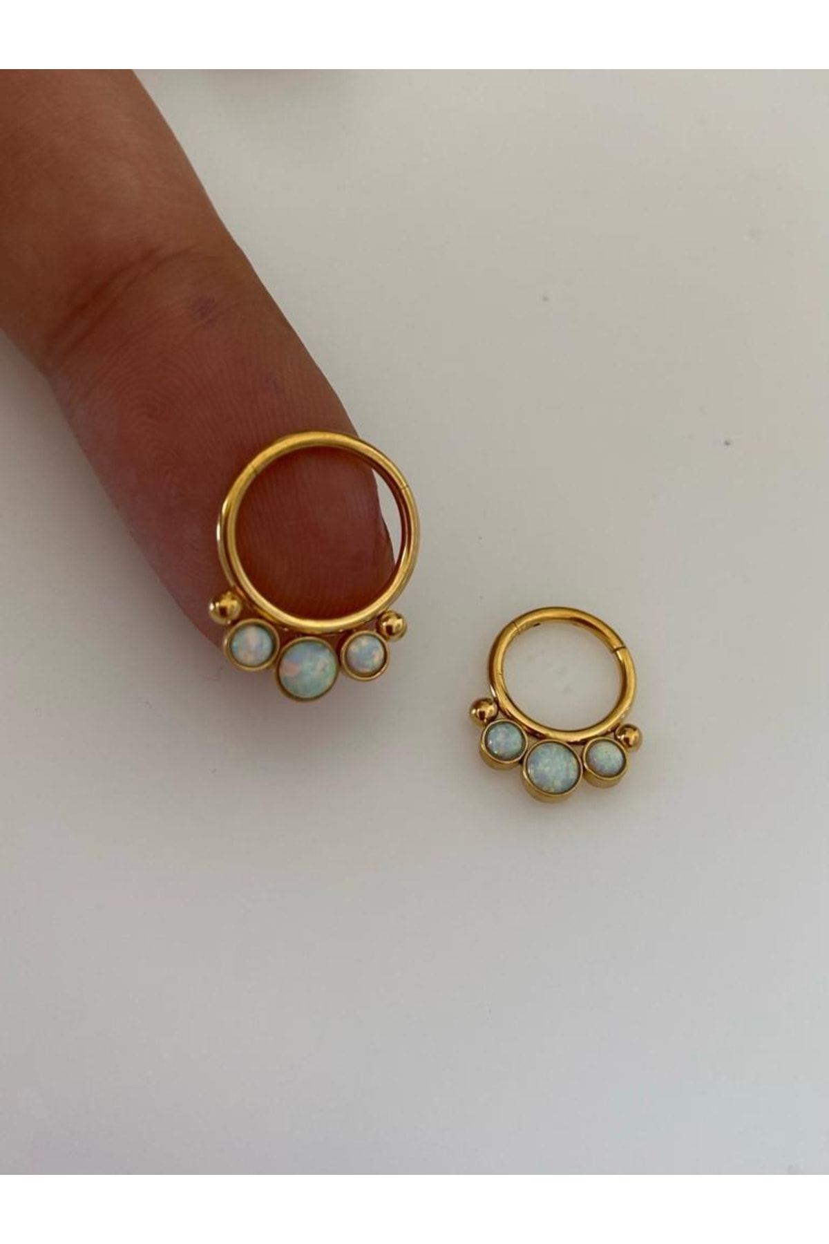 Cerrahi Çelik Opal Taşlı Septum Daith Kıkırdak Piercing