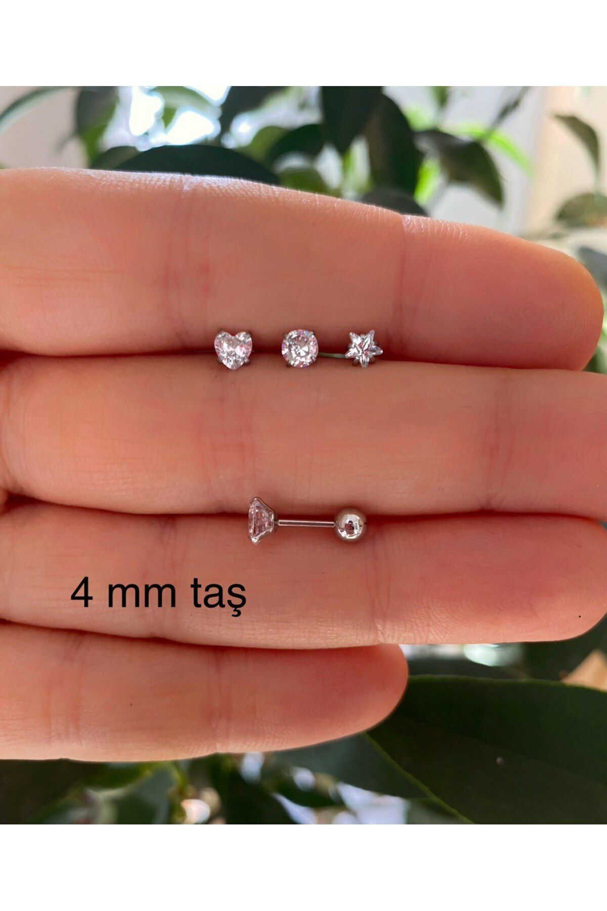 CERRAHİ ÇELİK PASLANMAZ ZİRKON TAŞLI 3 LÜ PİERCİNG KÜPE SET