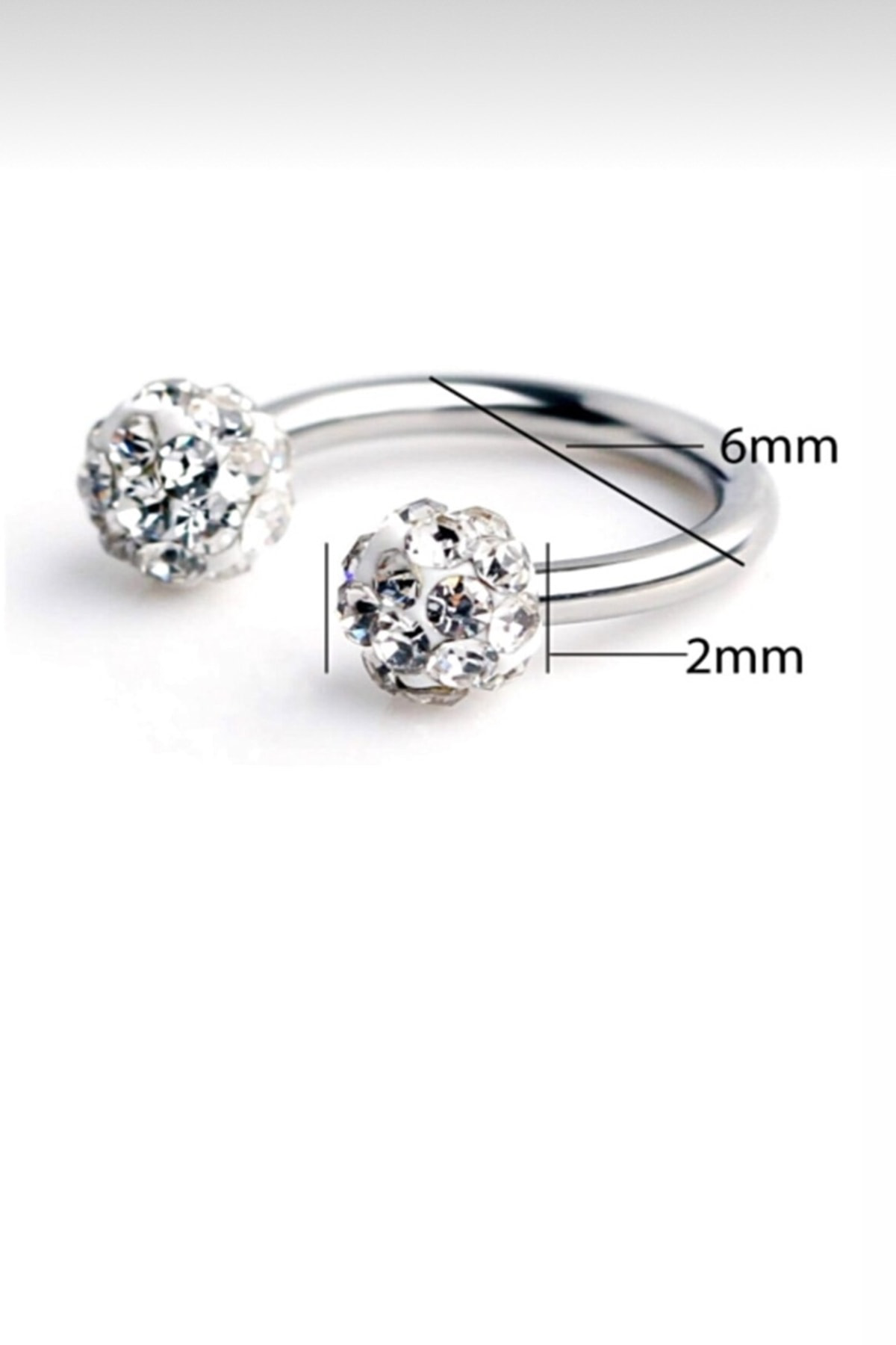 İnci Aksesuar Cerrahi Çelik Piercing Taşlı(2 Adet),Kıkırdak,Tragus,Helix