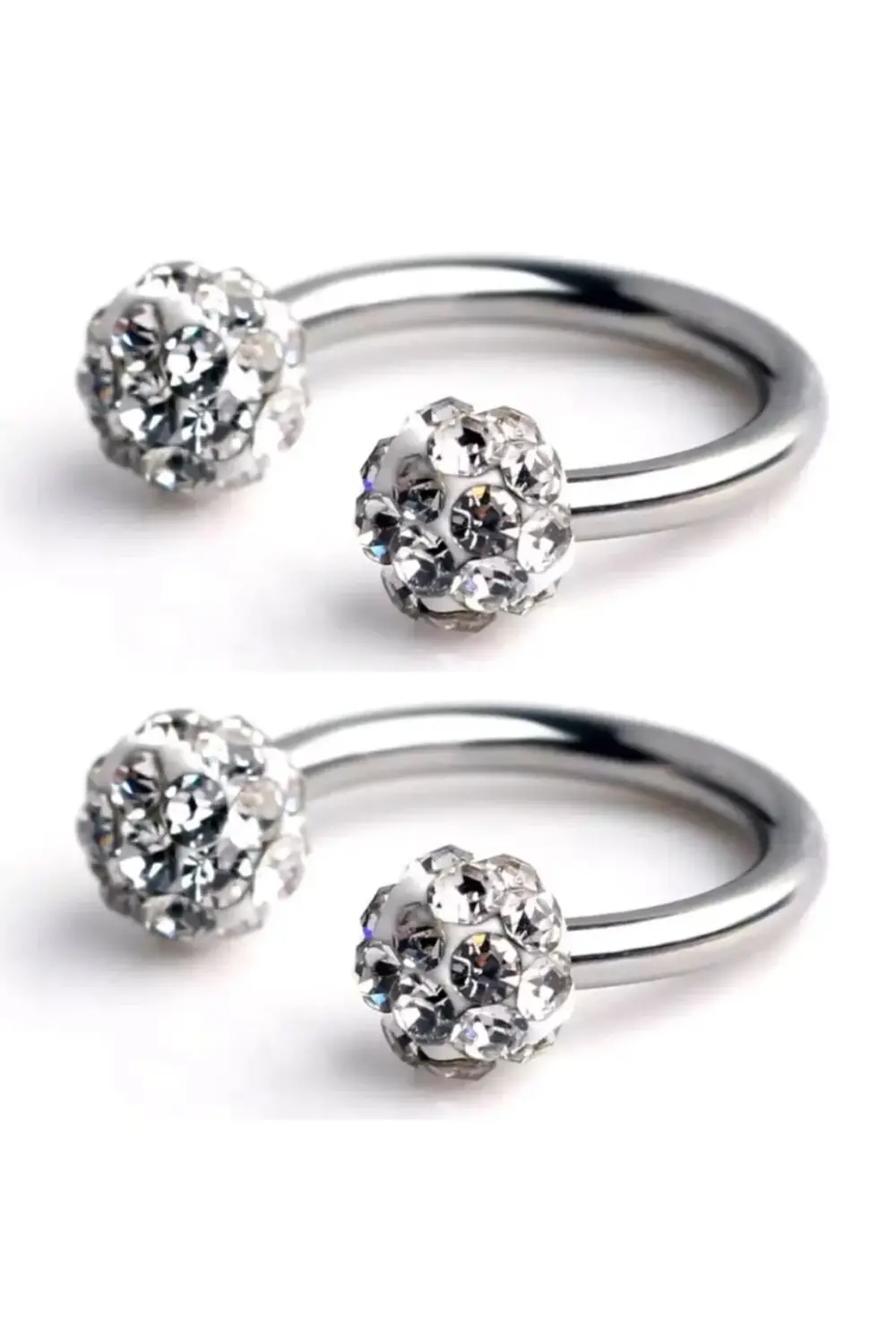 İnci Aksesuar Cerrahi Çelik Piercing Taşlı(2 Adet),Kıkırdak,Tragus,Helix