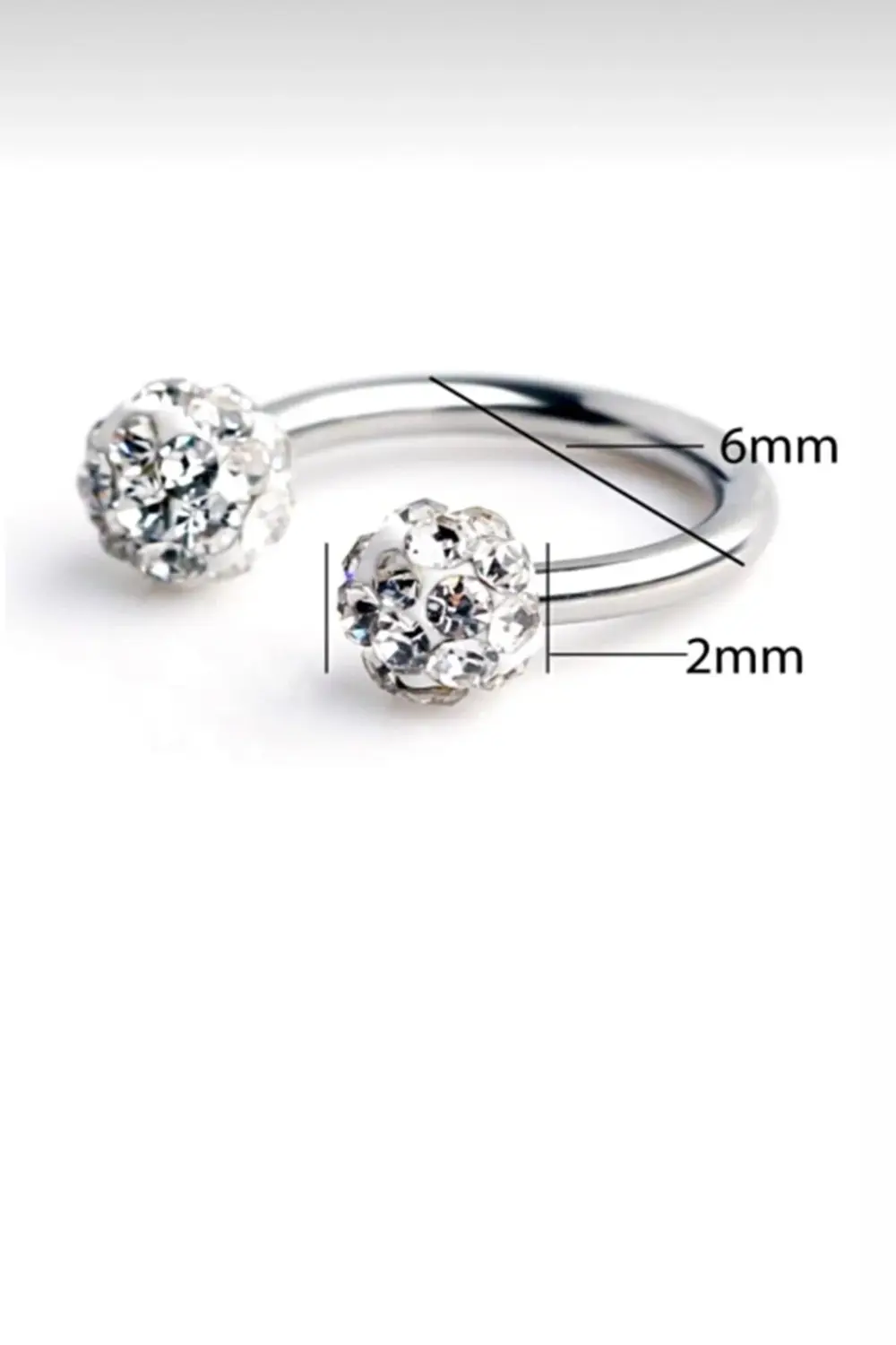 İnci Aksesuar Cerrahi Çelik Piercing Taşlı(2 Adet),Kıkırdak,Tragus,Helix