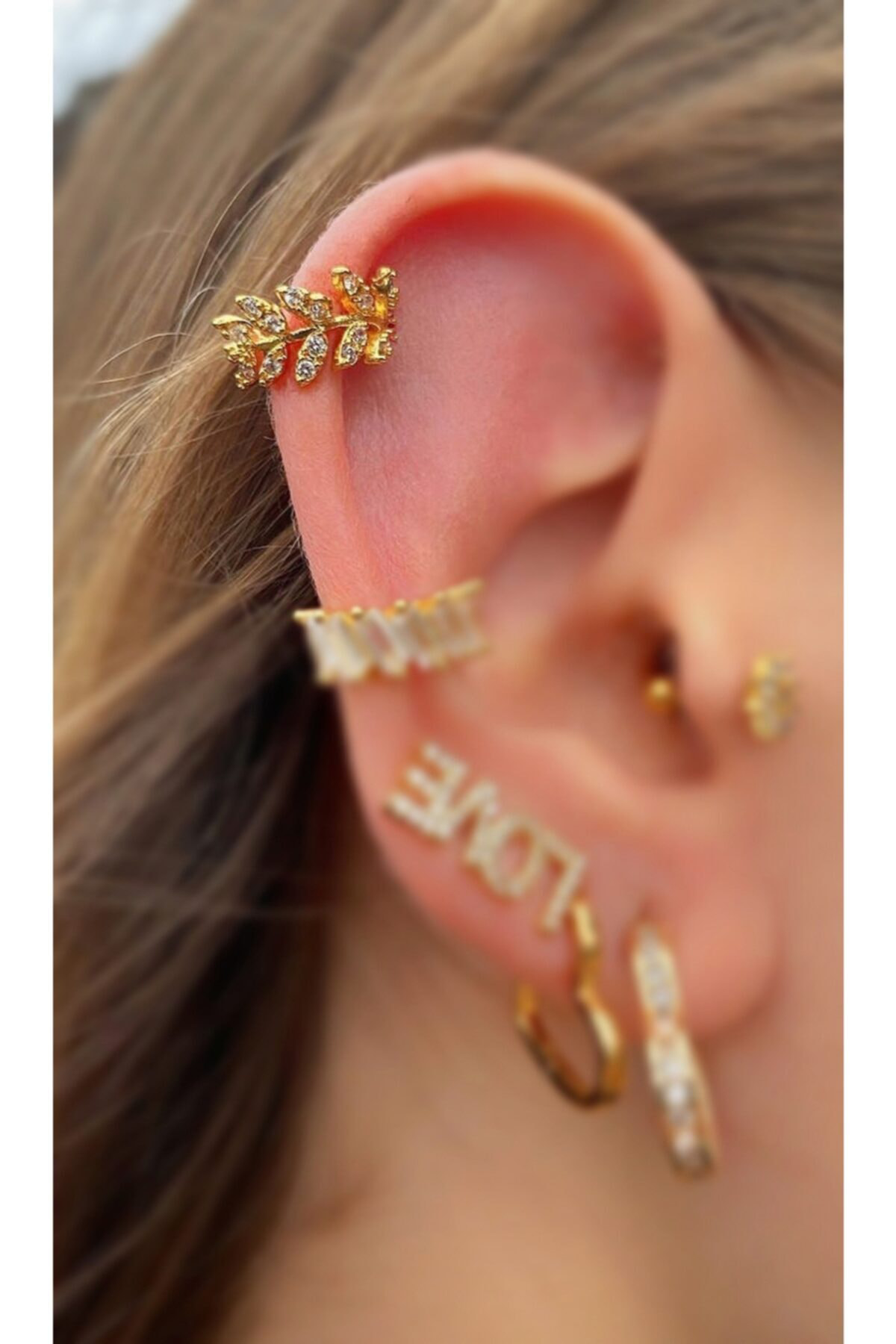 Cerrahi Çelik Rosegold Helen Kıkırdak Conch Kulak Memesi Piercing