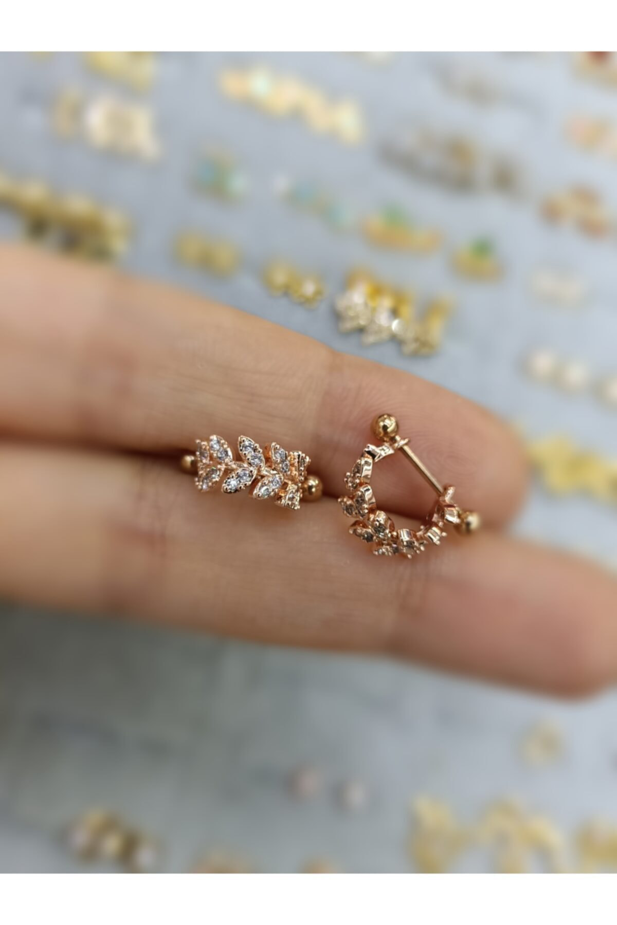 Cerrahi Çelik Rosegold Helen Kıkırdak Conch Kulak Memesi Piercing