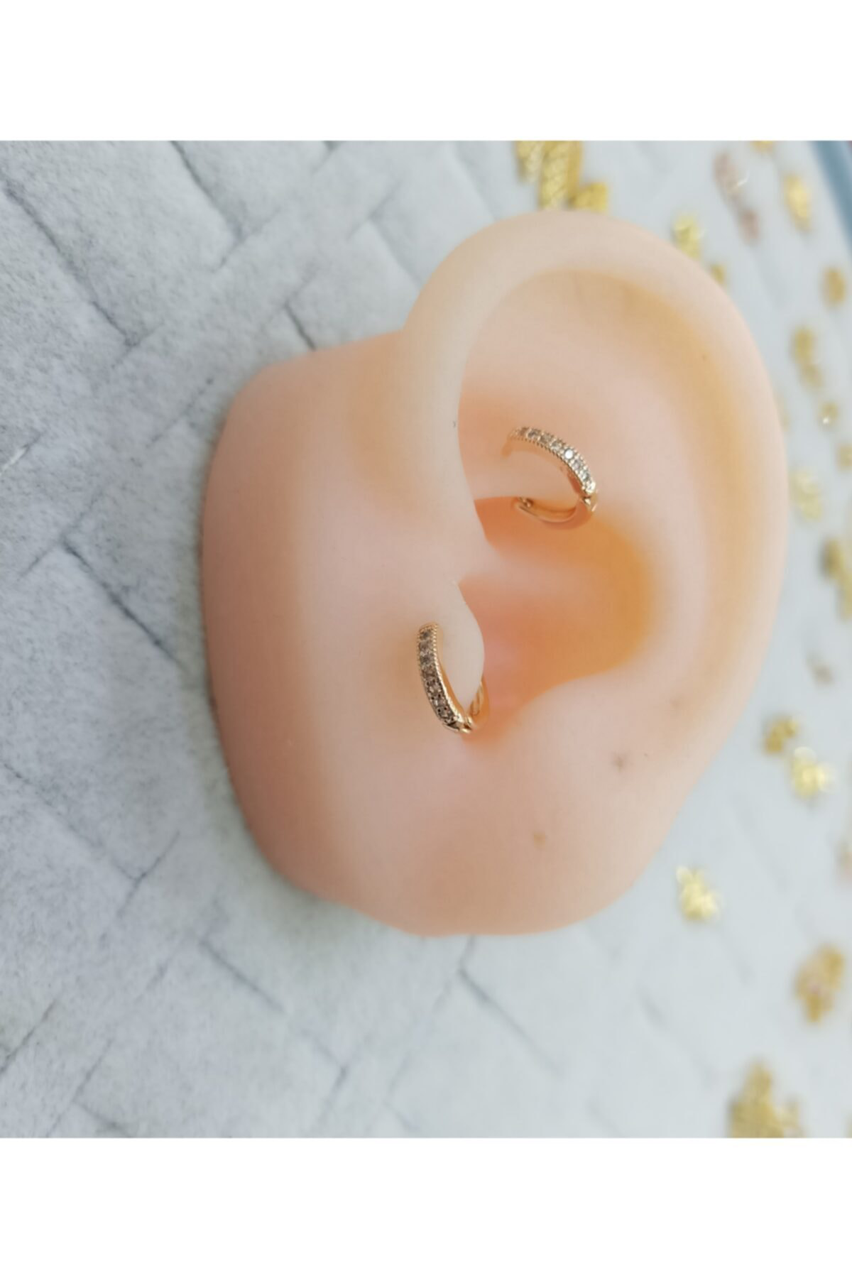 Cerrahi Çelik Rosegold Zirkon Taşlı Mini Tragus Halka Piercing