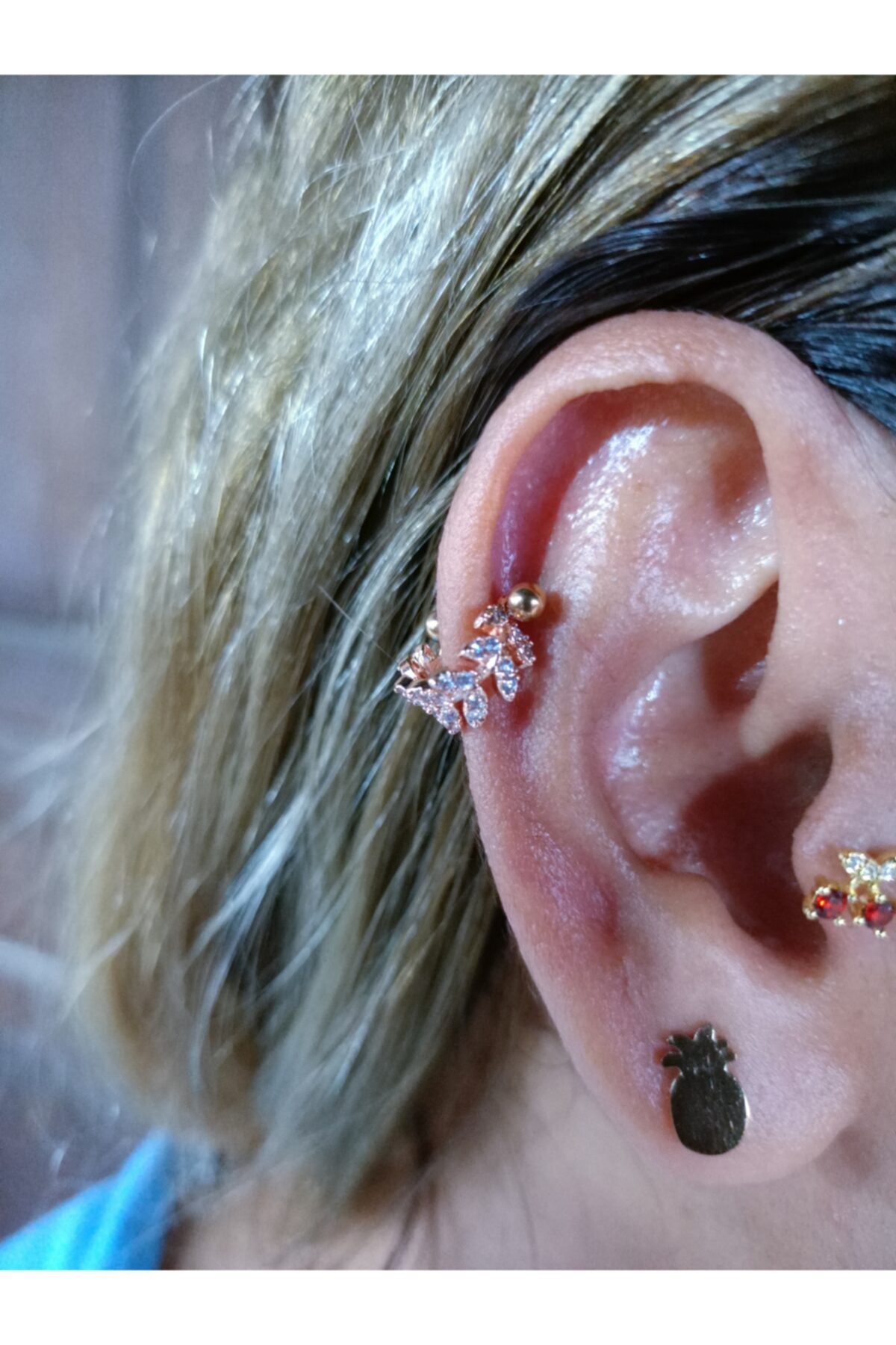 Cerrahi Çelik Rosegold Helen Kıkırdak Conch Kulak Memesi Piercing