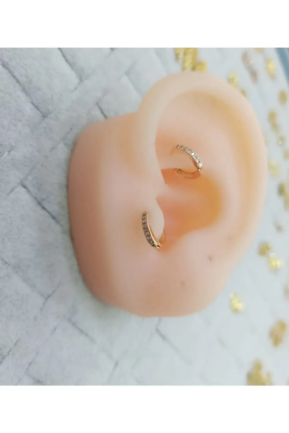 Cerrahi Çelik Rosegold Zirkon Taşlı Mini Tragus Halka Piercing