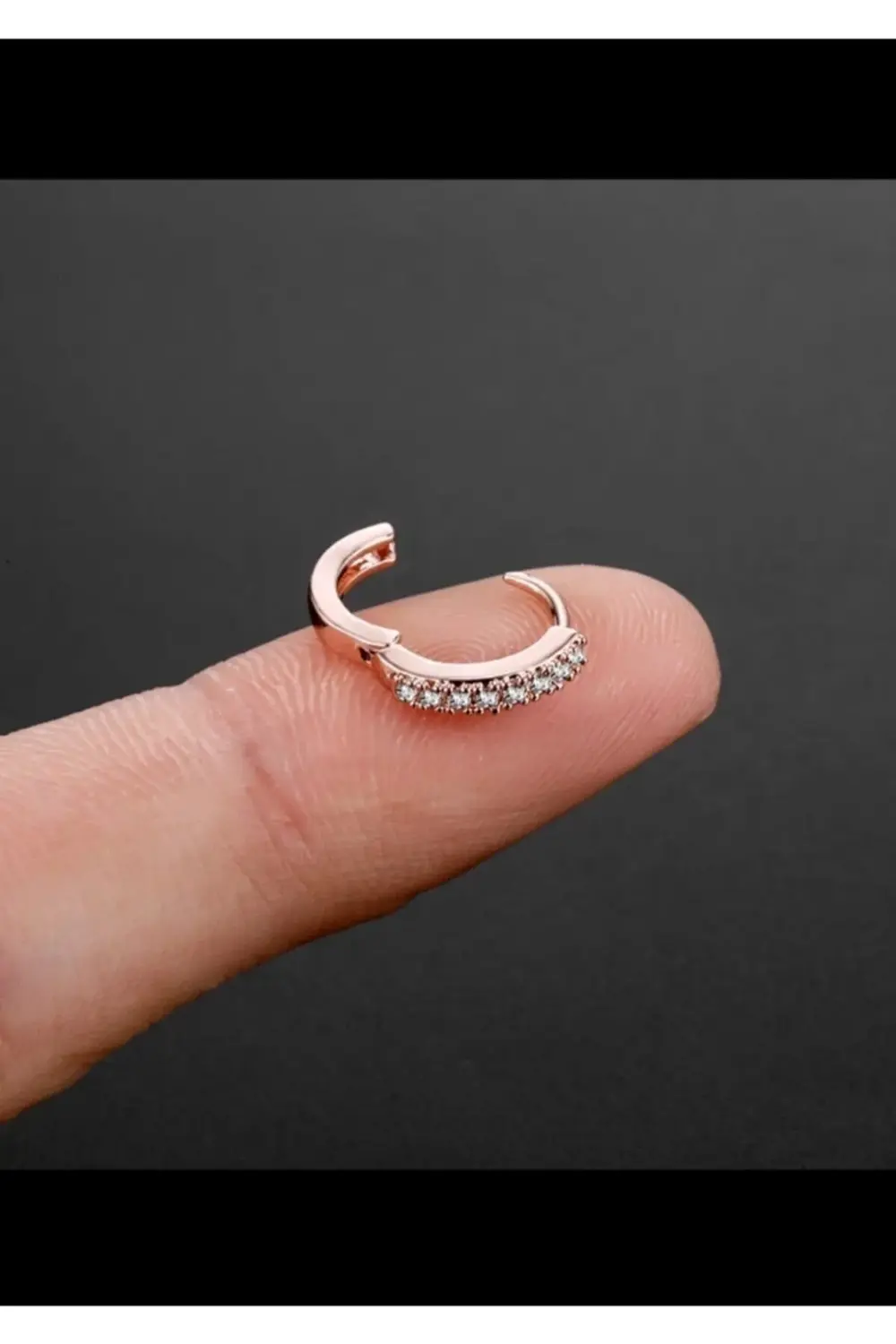 Cerrahi Çelik Rosegold Zirkon Taşlı Mini Tragus Halka Piercing