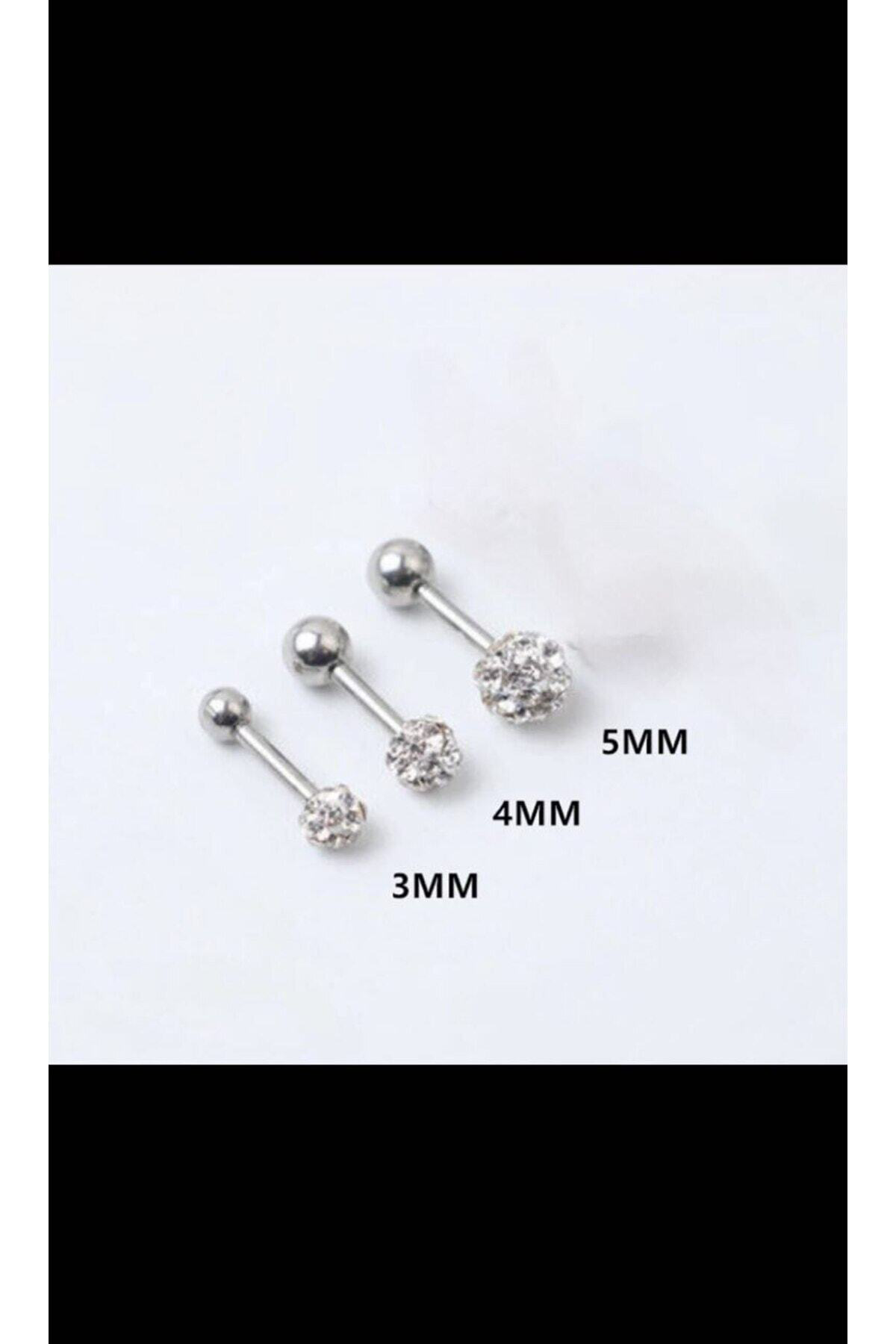 cerrahi çelik şambala zirkon taşlı 1 adet kulak piercingi
