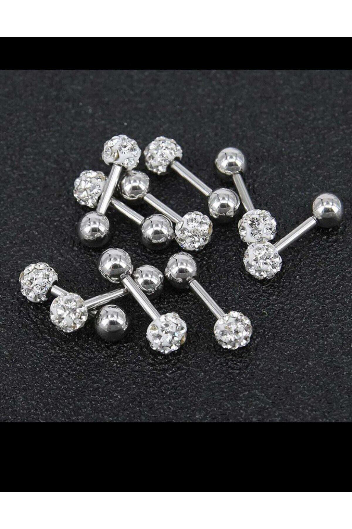 cerrahi çelik şambala zirkon taşlı 1 adet kulak piercingi