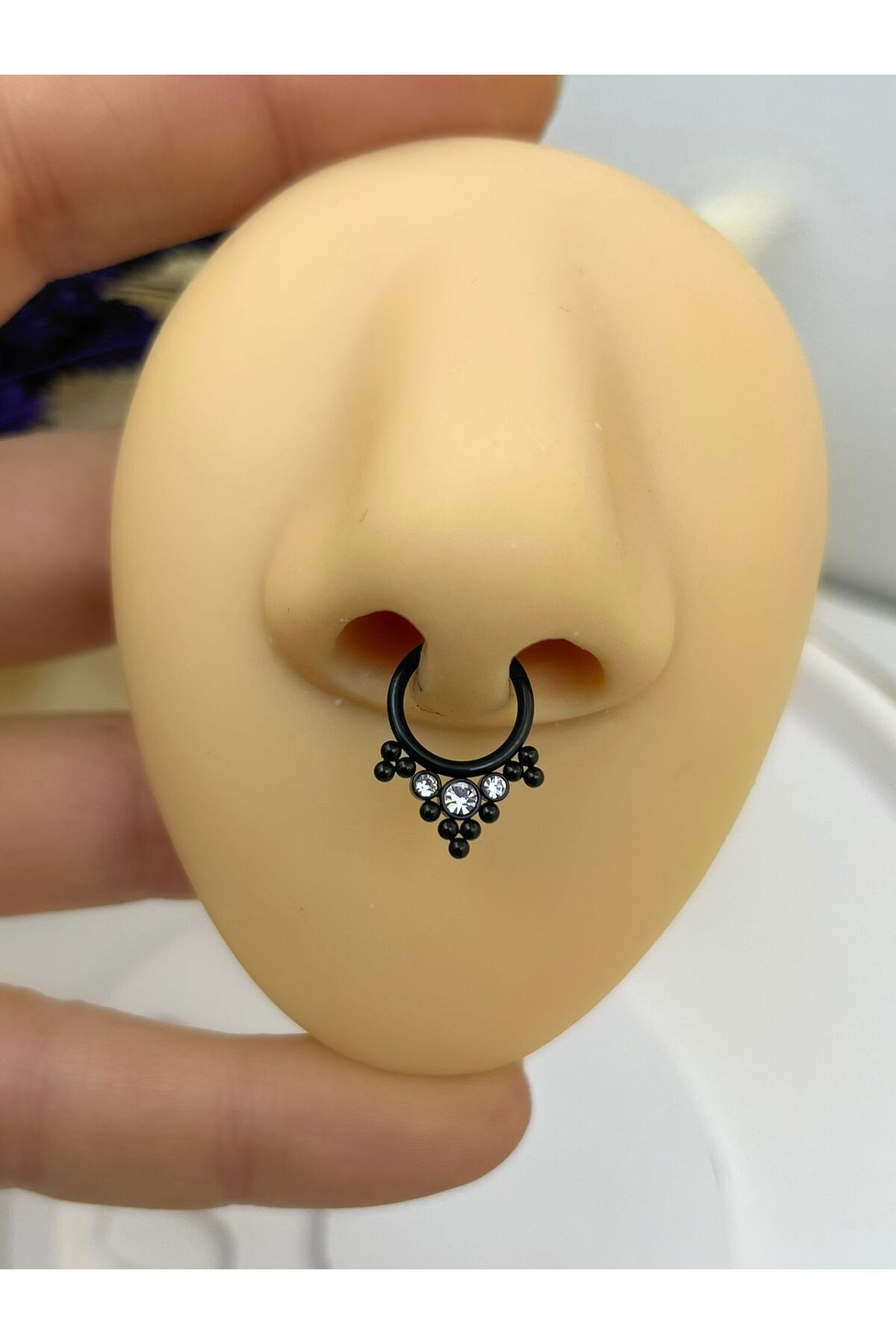 CERRAHİ ÇELİK SEPTUM DAİTH LOBE UYUMLU ZİRKON TAŞLI HALKA PİERCİN