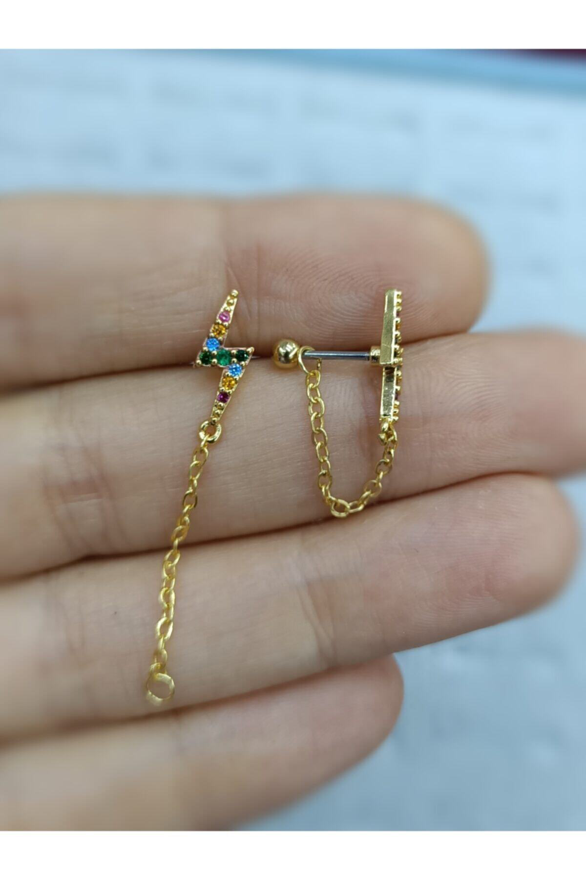 Cerrahi Çelik Şimşek Kıkırdak Piercingi